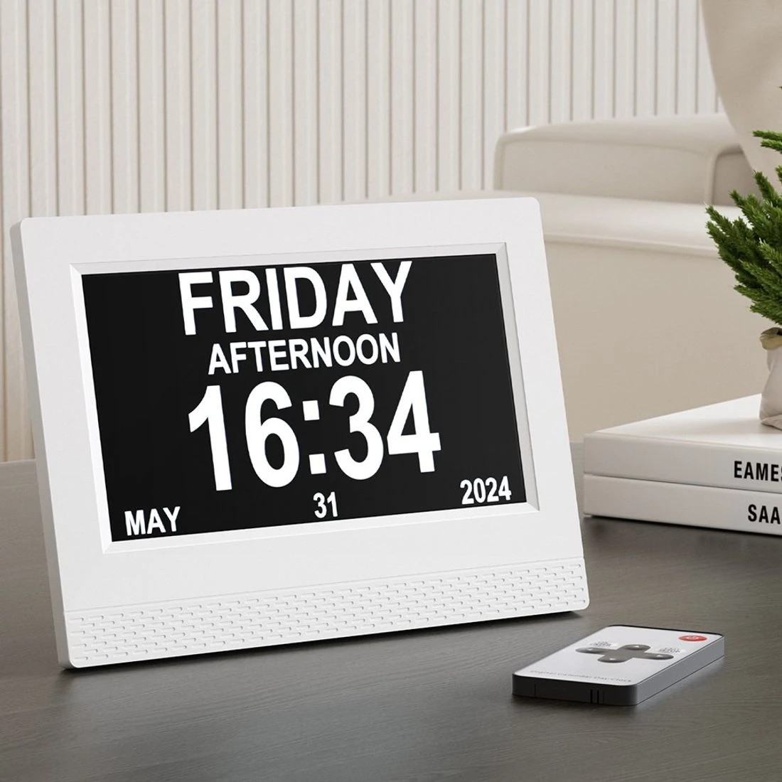 3 Artiss 7" Digital Day Clock Calendar Alarm - White, 3 of 5