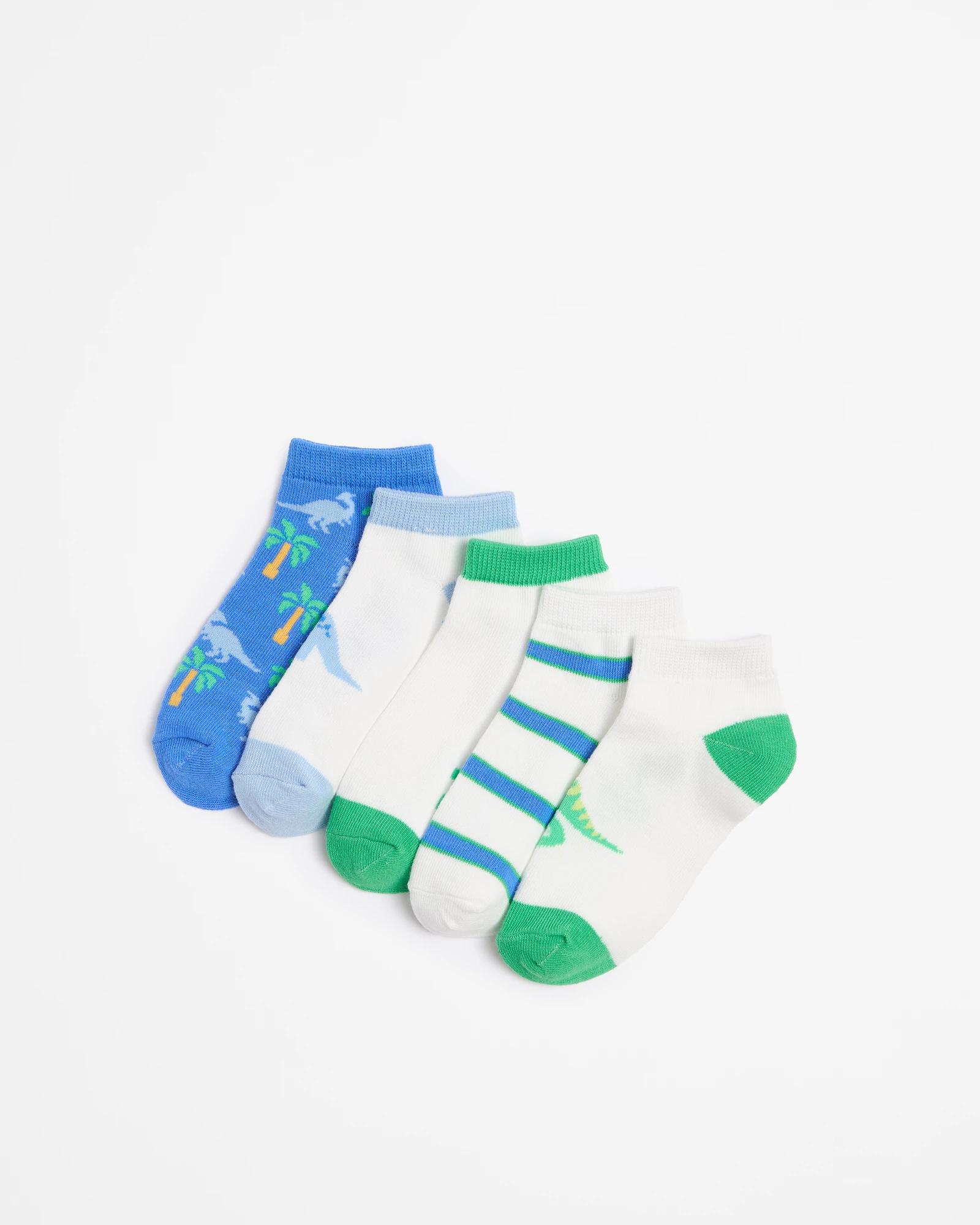 1 Low Cut Dino Socks 5 Pack - Maxx BLUE/GREEN DINO, 1 of 3