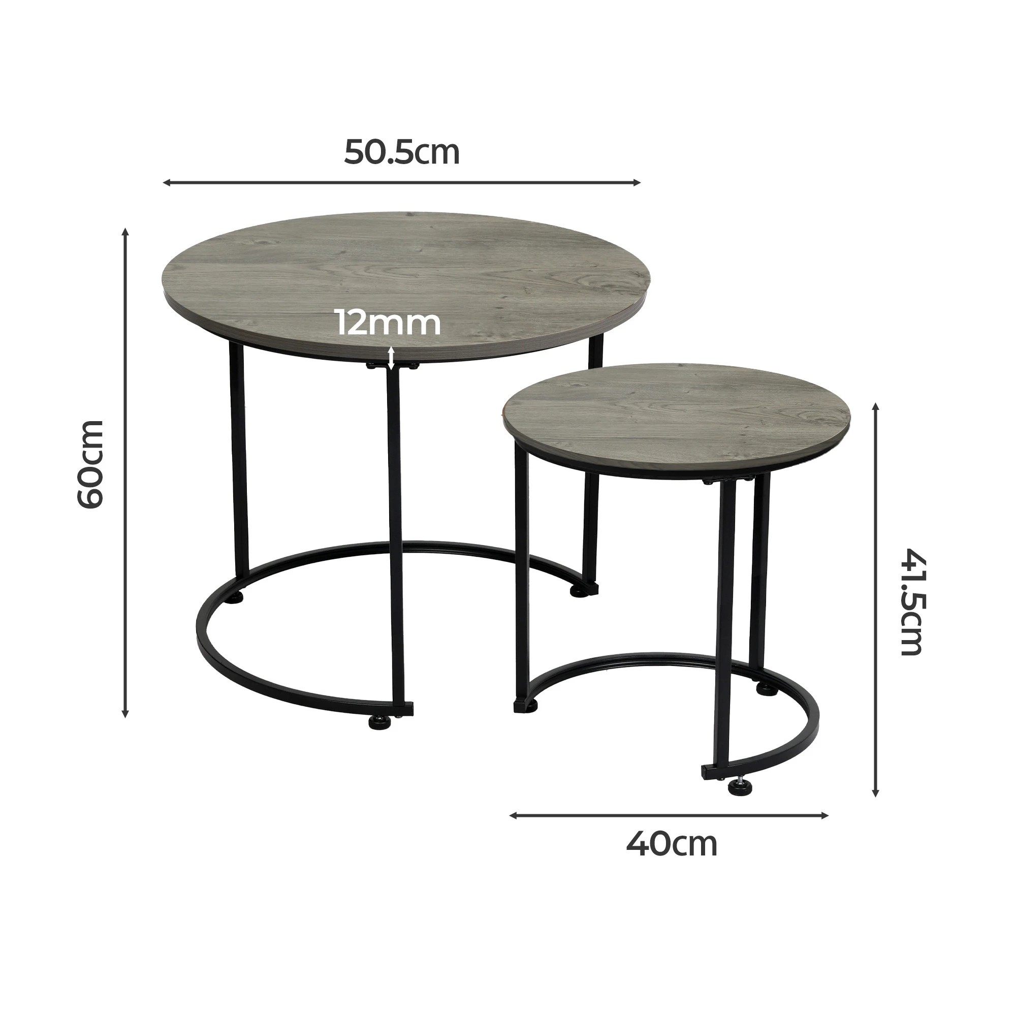3 Levede Round Nesting Side Table - Grey, 3 of 9