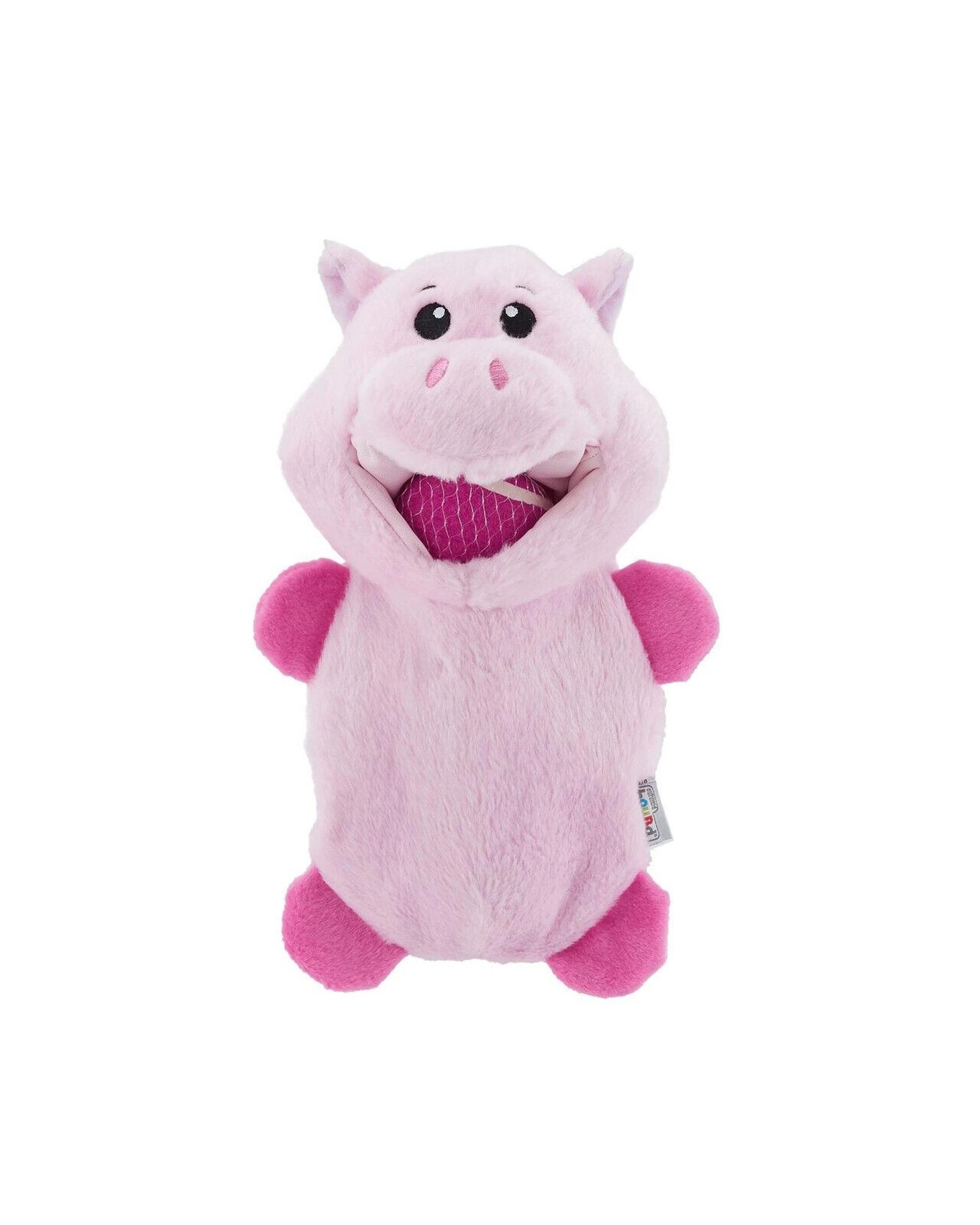 1 Outward Hound Hide-A-Ball Hogz Piggy Plush Dog Toy with 3 Tennis Balls, 1 of 4