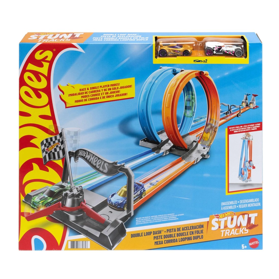 1 Hot Wheels Double Loop Dash Straight Track Large Loops Playset, 1 of 6