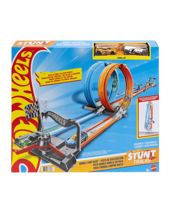 Hot Wheels Double Loop Dash Straight Track Large Loops Playset