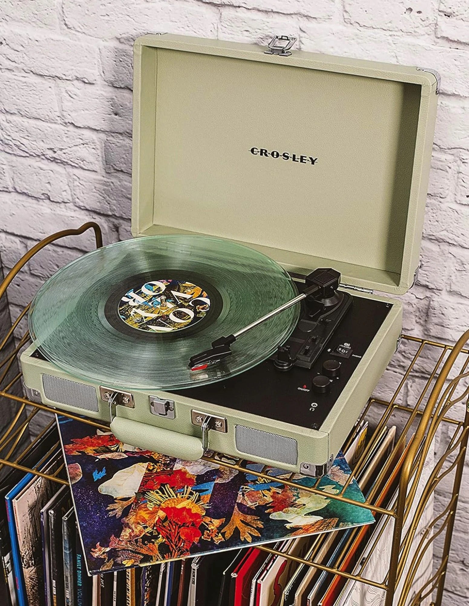 2 Crosley Cruiser Bluetooth Portable Turntable - Mint + Bundled Crosley Record Storage Display Stand - Assorted, 2 of 5