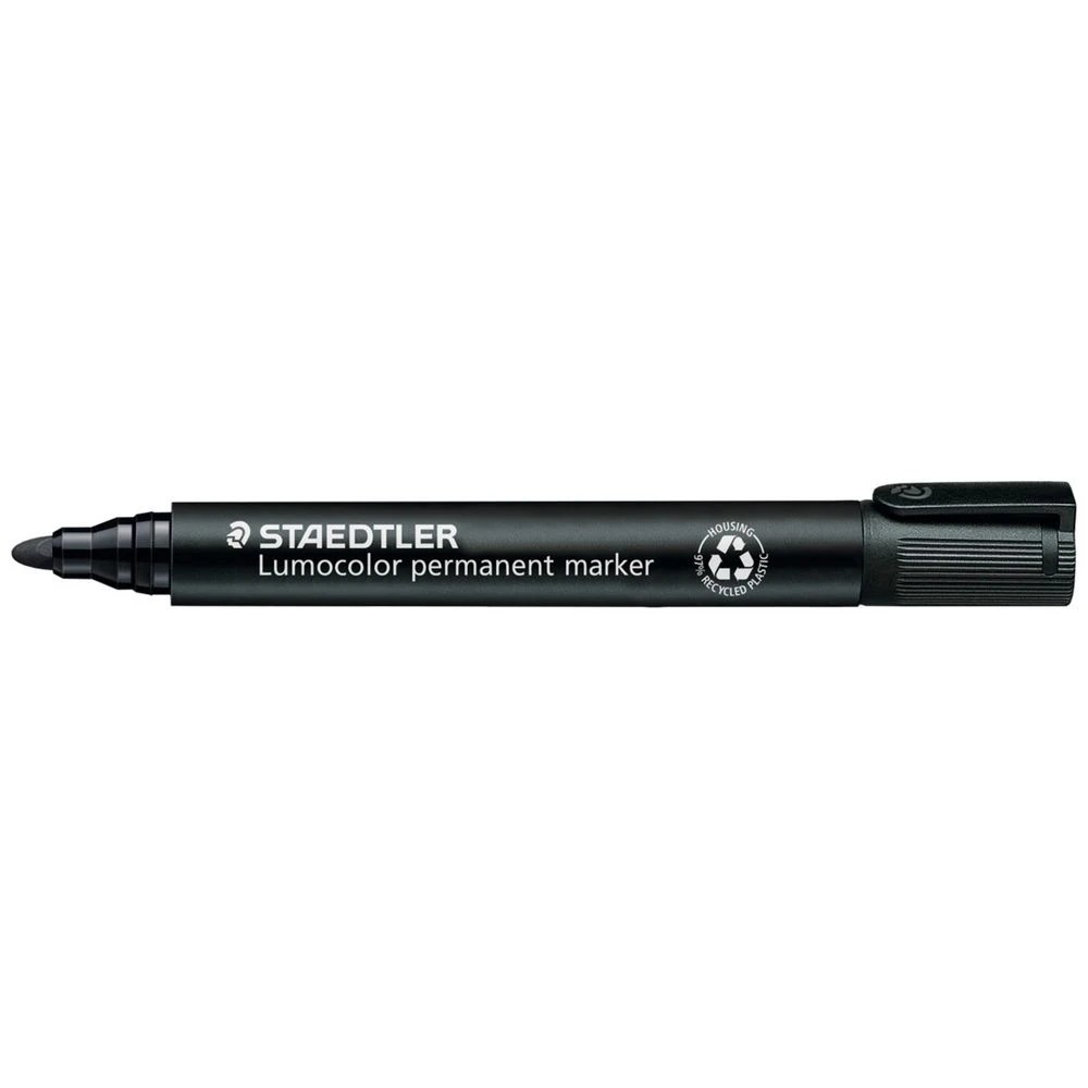 6 Staedtler Lumocolour Permanent Marker Bullet Black 4 Pack, 6 of 8