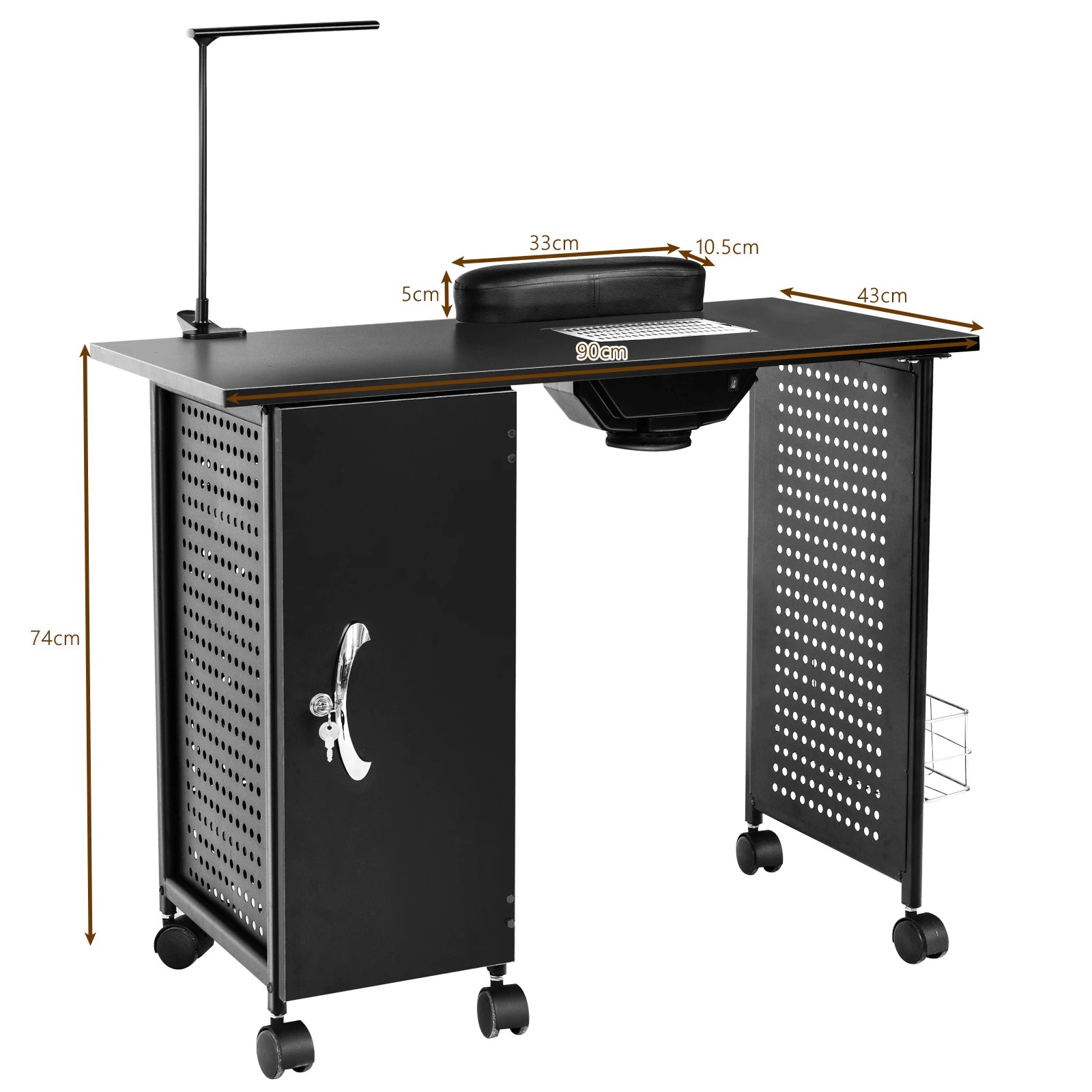 2 Costway Mobile Manicure Nail Table Station Portable Beauty Salon Technician Work Desk - Black, 2 of 2