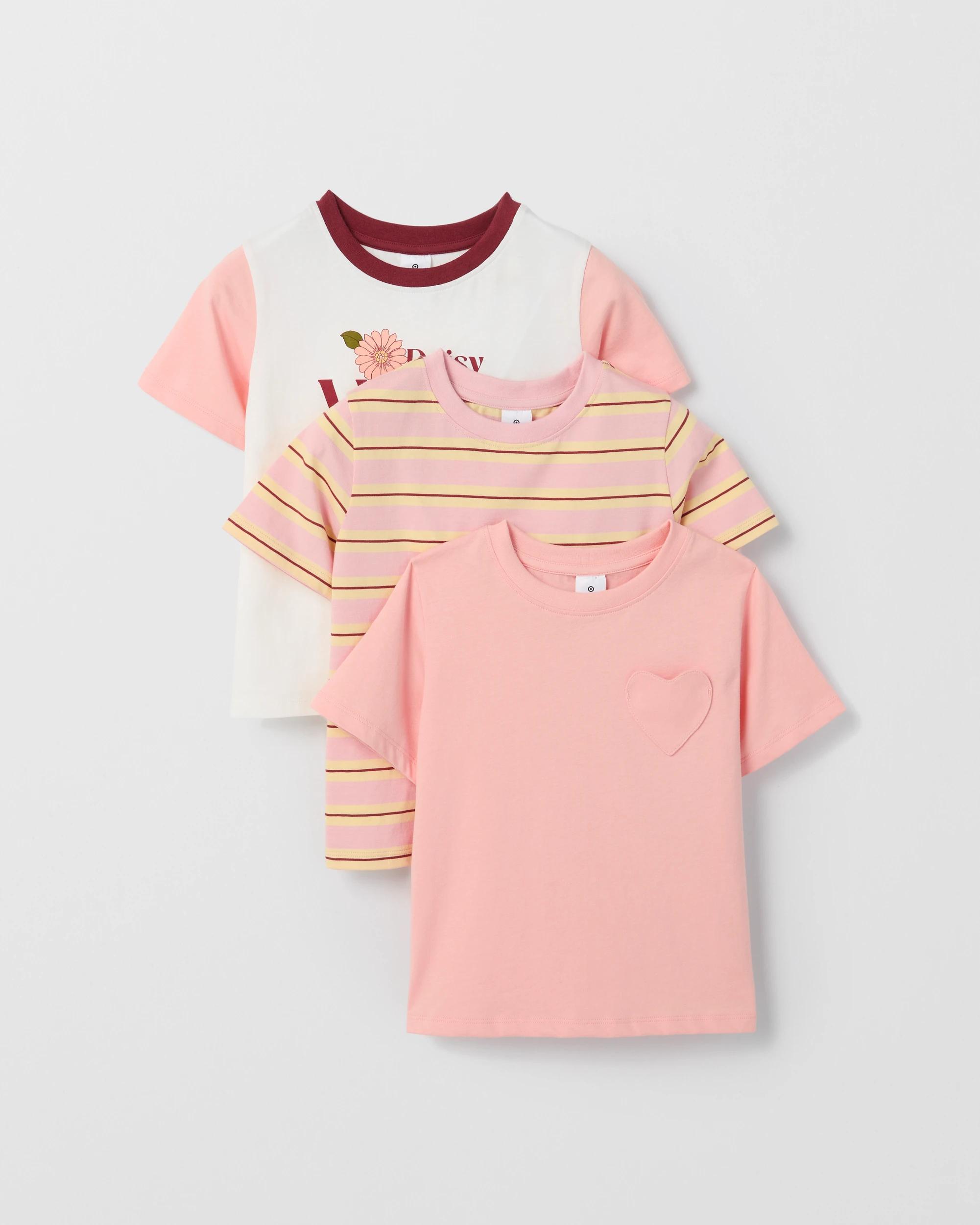 5 Target Kids Australian Cotton 3 Pack T-Shirts CORAL STRIPE, 5 of 9