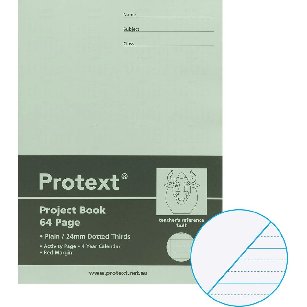 1 Protext A4 70gsm 24mm Dotted Thirds Project Book 64 Pg Green, 1 of 2