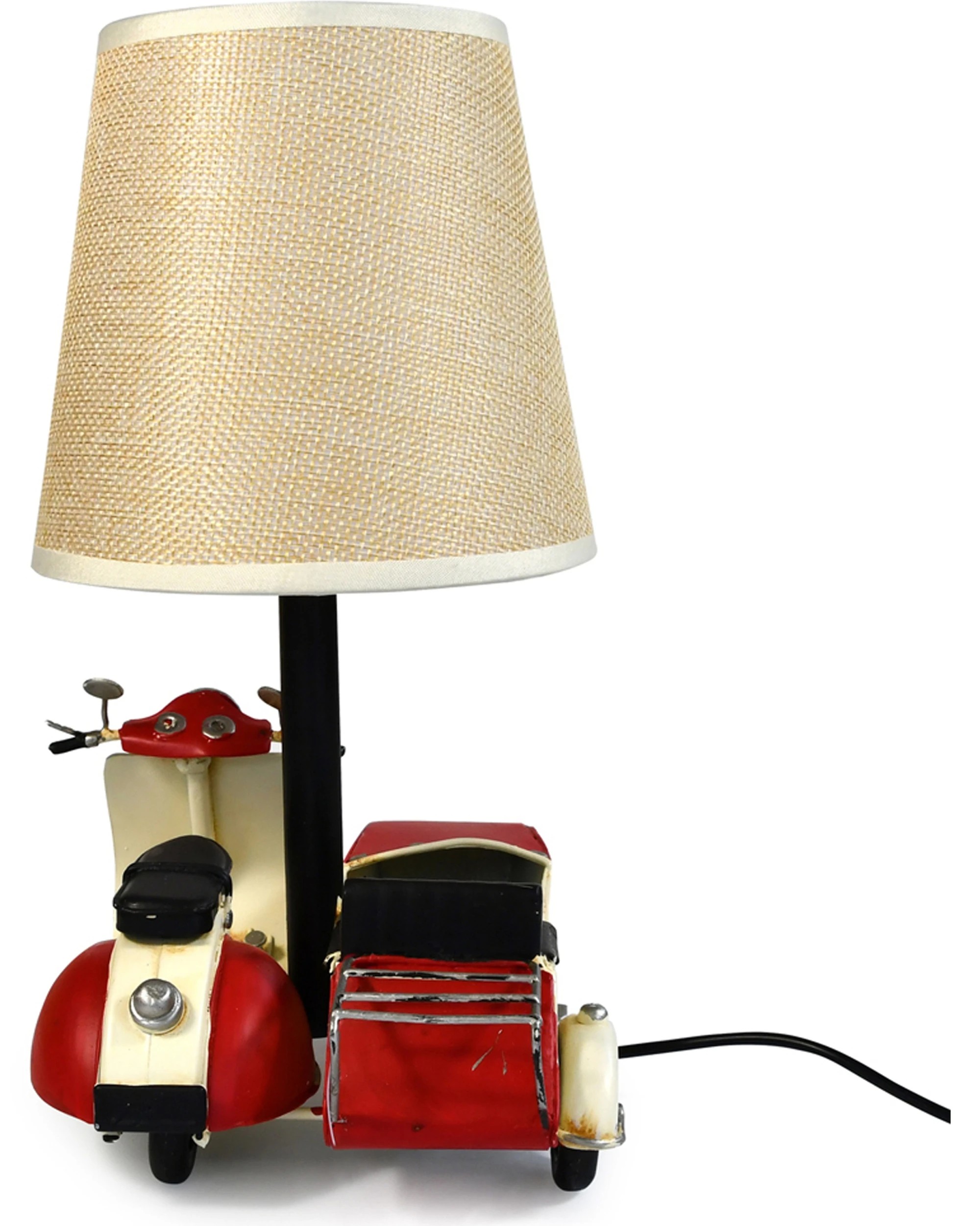 5 Auto Petit USB LED Lamp Scooter & Sidecar Home Decor 18x26cm - Red, 5 of 7