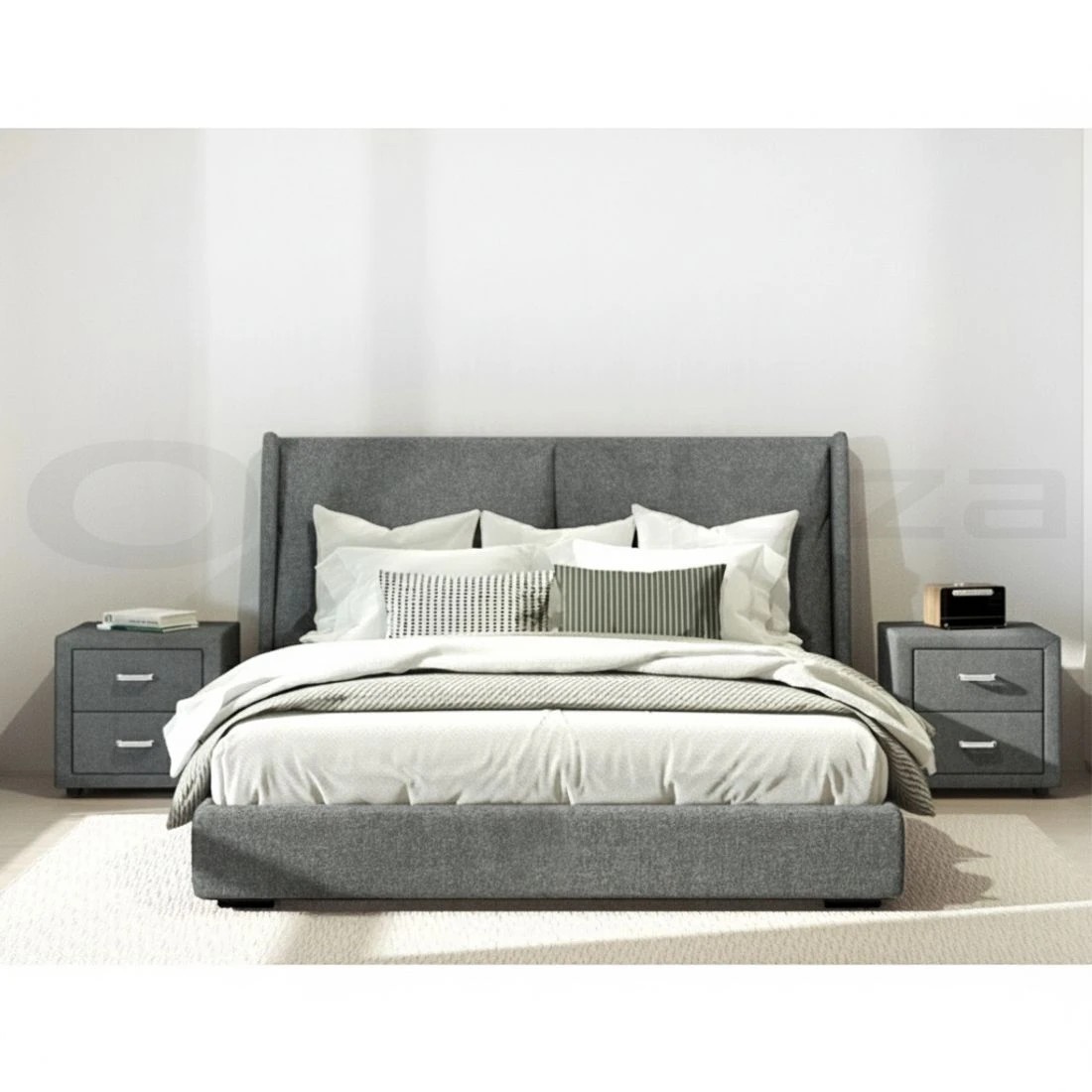 9 Artiss 2X Bedside Table 2 Drawers Side Table Fabric - Grey, 9 of 9