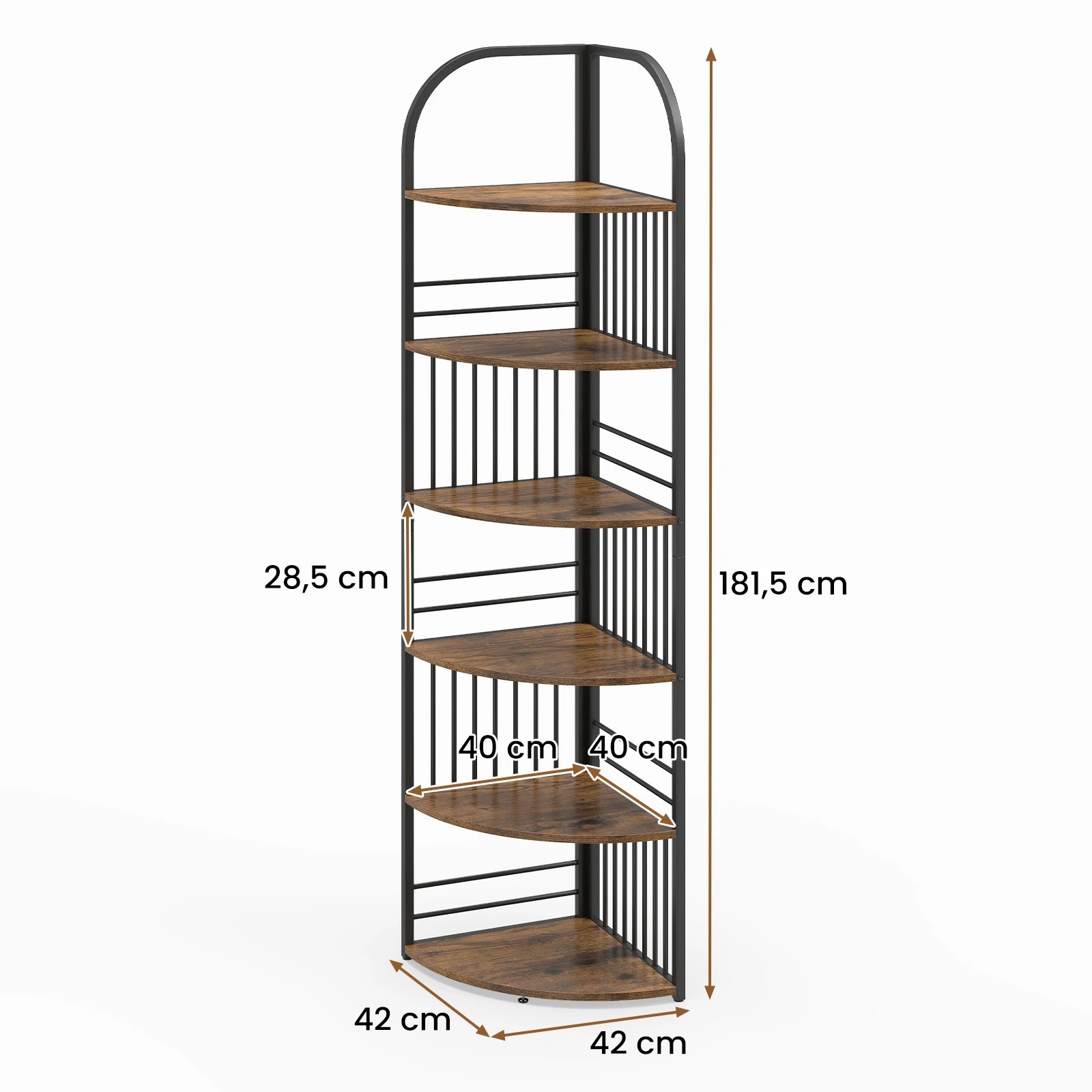 5 Costway 5-Tier Folding Bookshelf Corner Shelf Open Display Rack Metal Shelving Unit Plant Stand - Brown, 5 of 5
