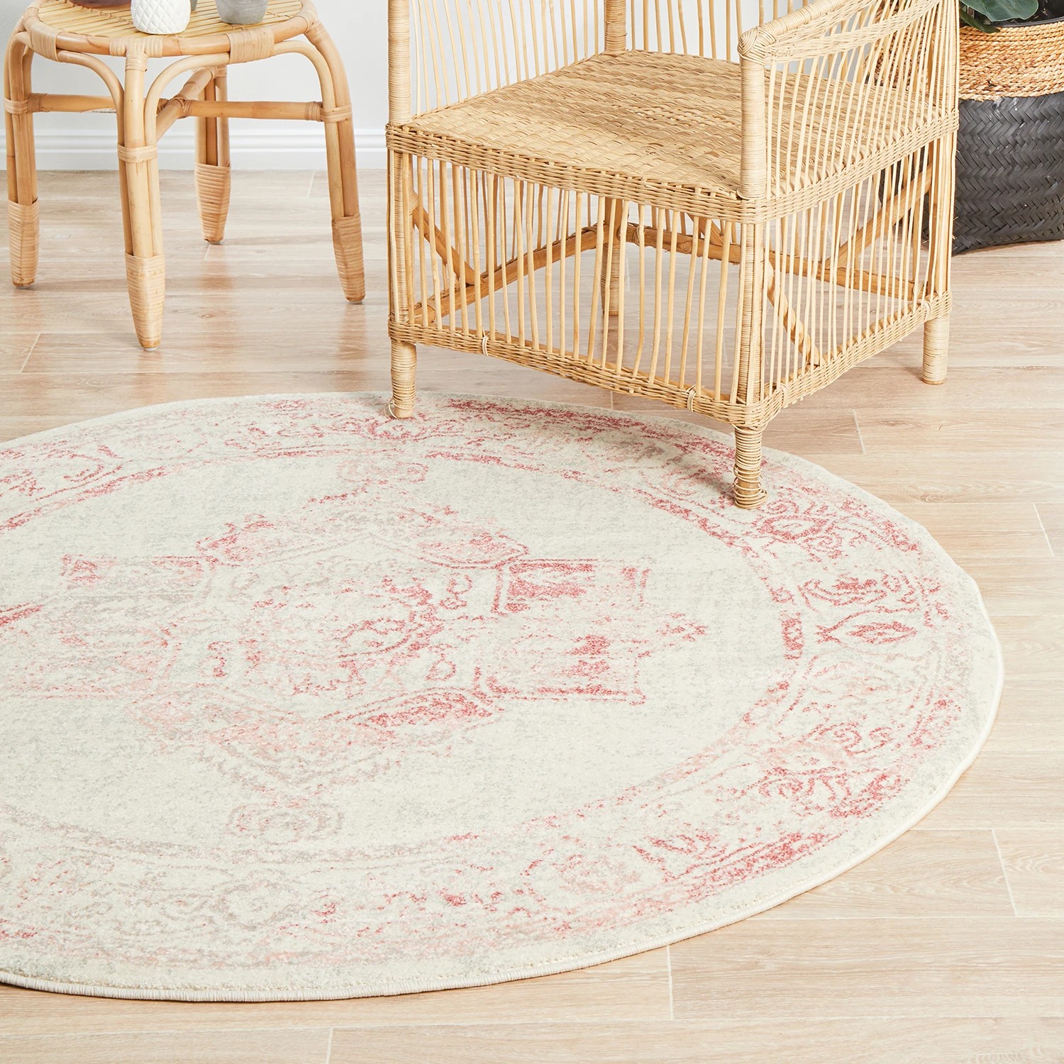 4 Common Ground Rugs Mason 702 240x240cm - Large Round Power Loomed Pet Friendly Rug - Pink, 4 of 7