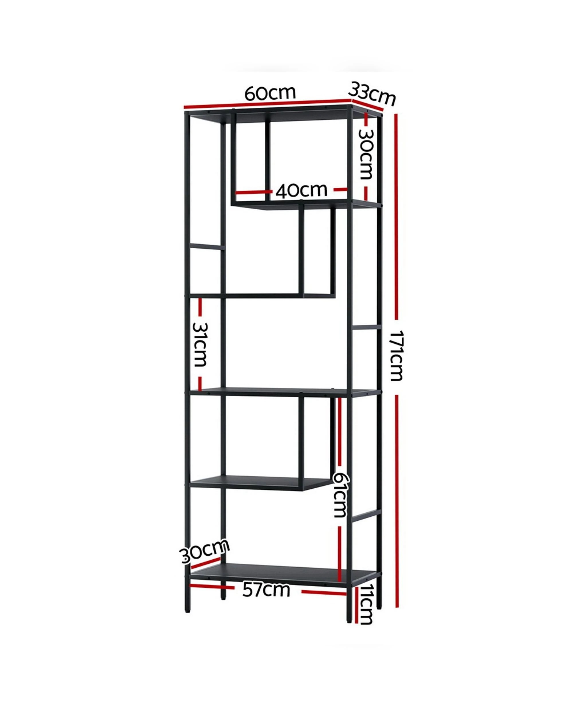 2 Artiss Bookshelf 5 Tiers RHYS - Black, 2 of 8