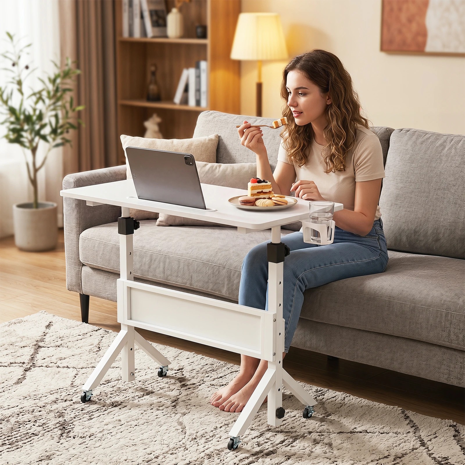 3 Costway Mobile Standing Desk Height Adjustable Home Office Stand Up Desk - White, 3 of 4