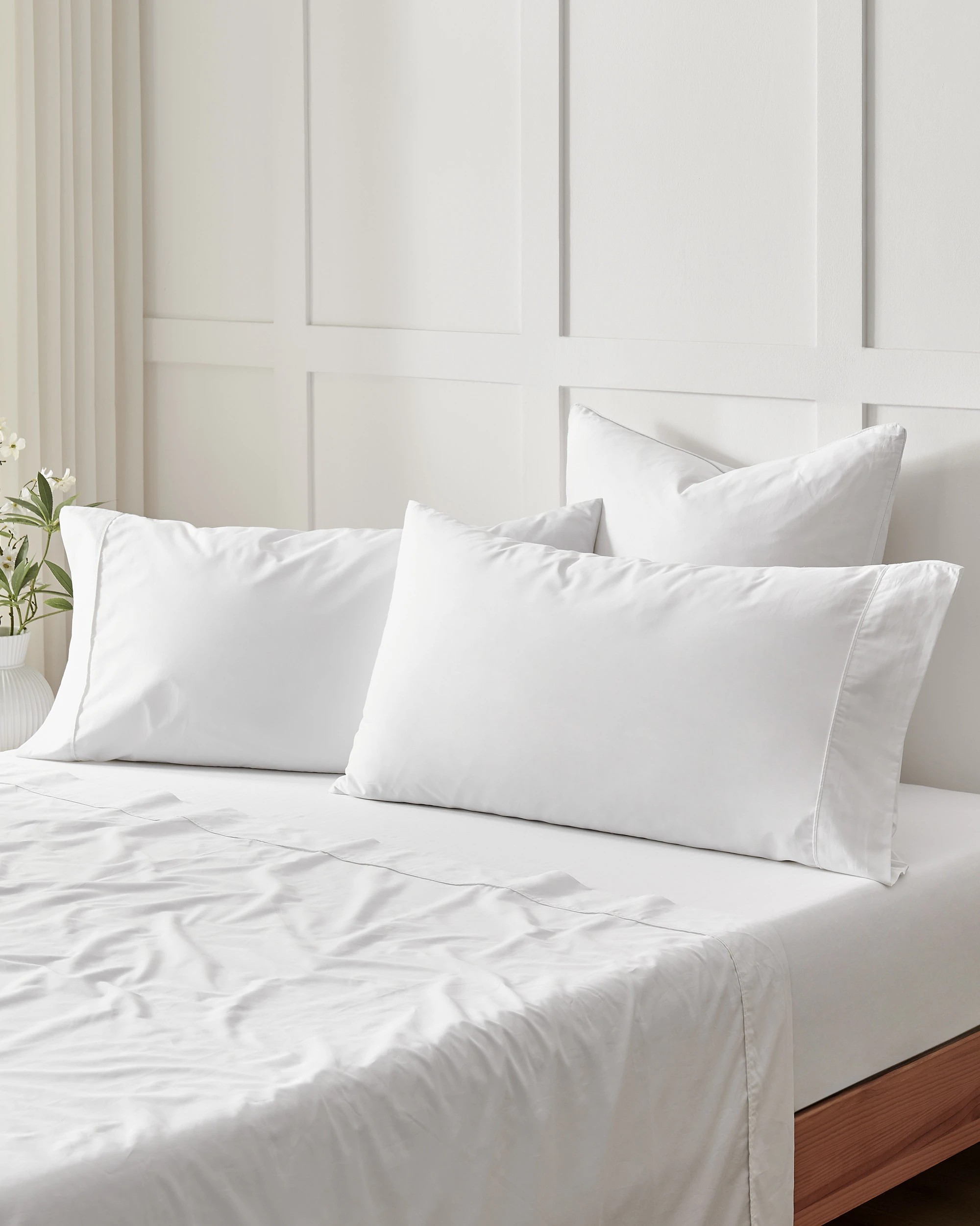 5 Dreamaker 400TC Premium Cotton Sateen Piped European Pillowcase Twin Pack - White, 5 of 6