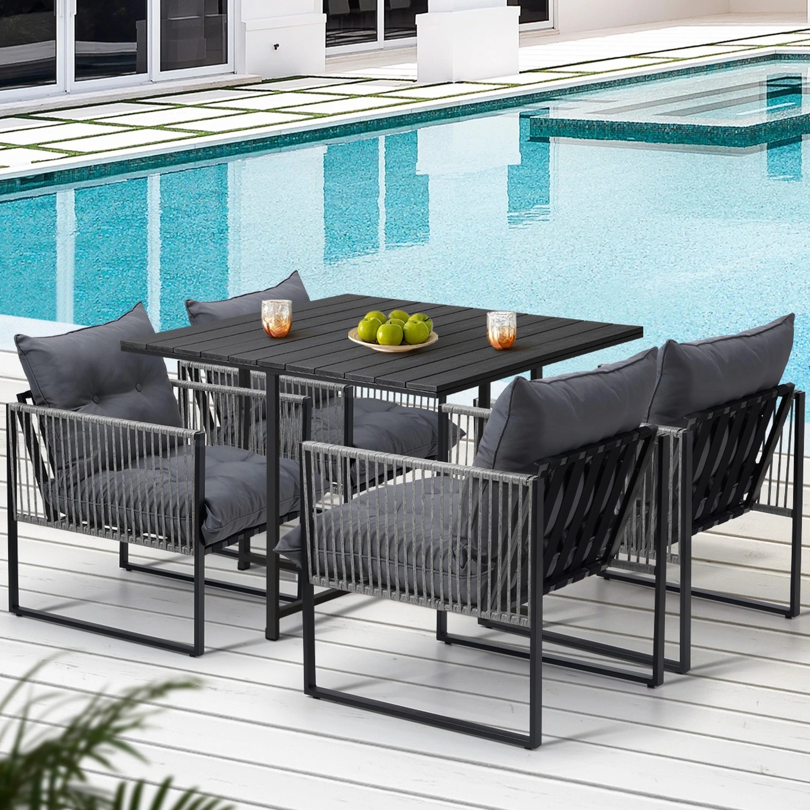 3 Livsip 5pcs Outdoor Dining Set Patio Furniture Garden Table Sofa Chairs
 - Multi, 3 of 10