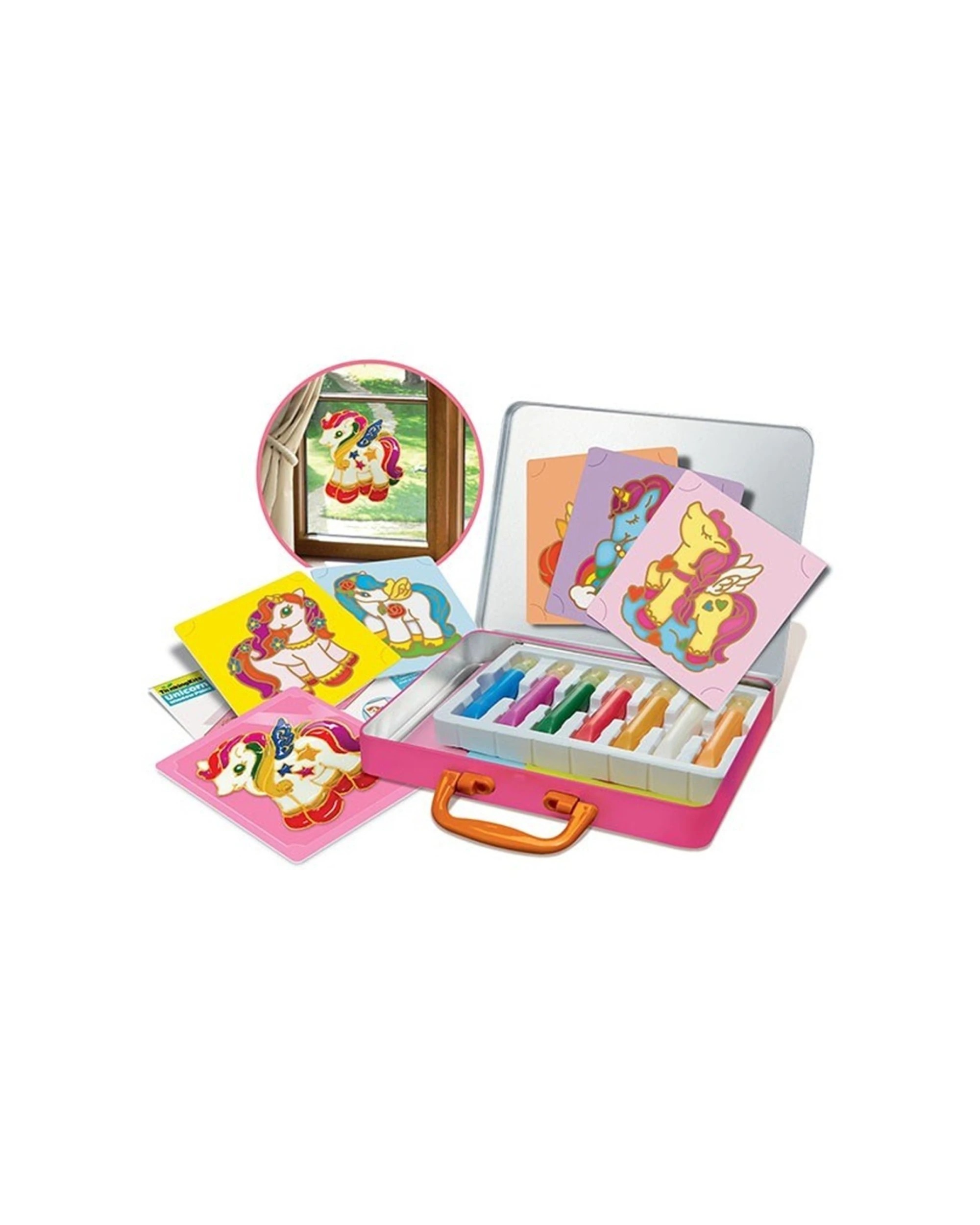 2 4M Thinking Unicorn Window Paints With Carry Case Kids Art Craft Activity, 2 of 3