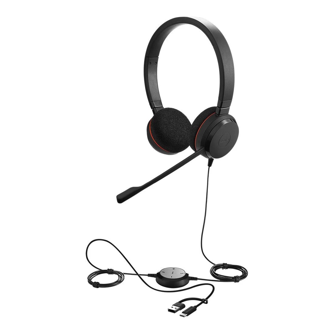 1 Jabra Evolve 20 SE, USB C/A, MS Stereo Headset - Black, 1 of 4