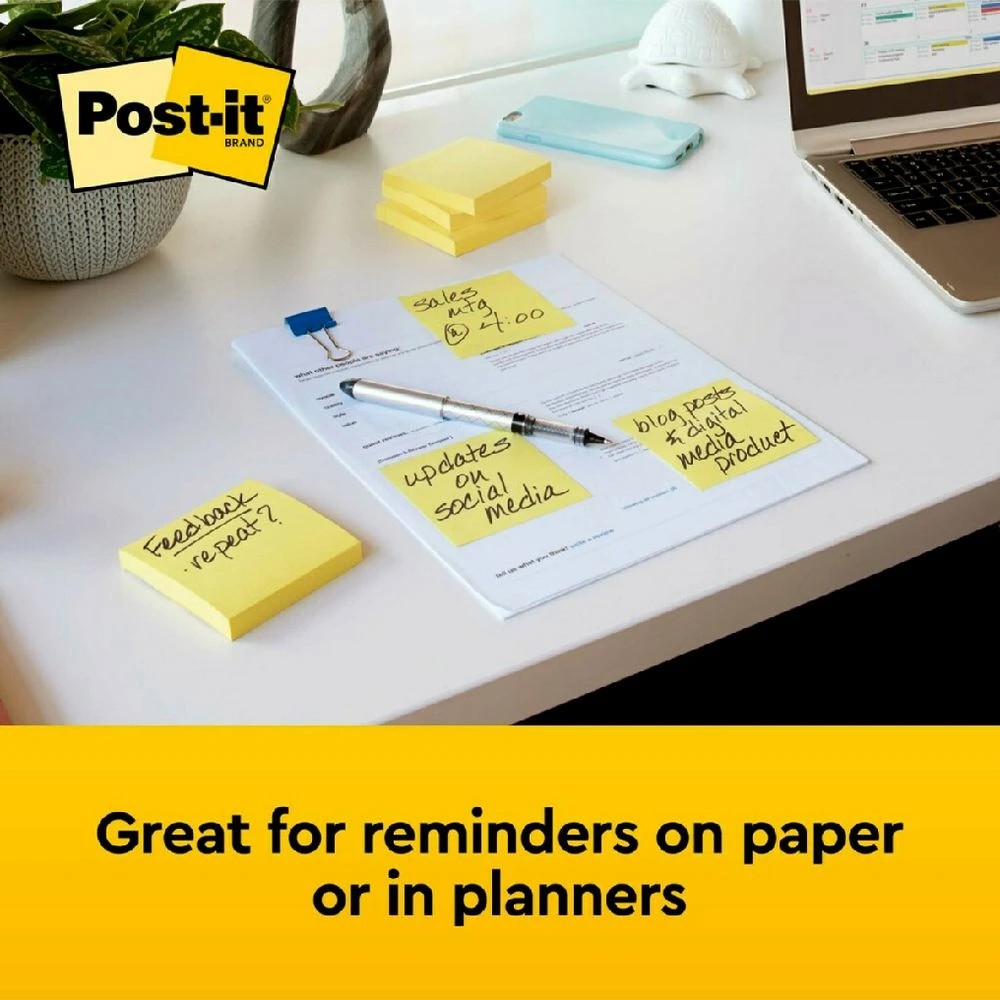 5 Post-it Notes 76x76mm Canary Yellow 12 Pack, 5 of 7