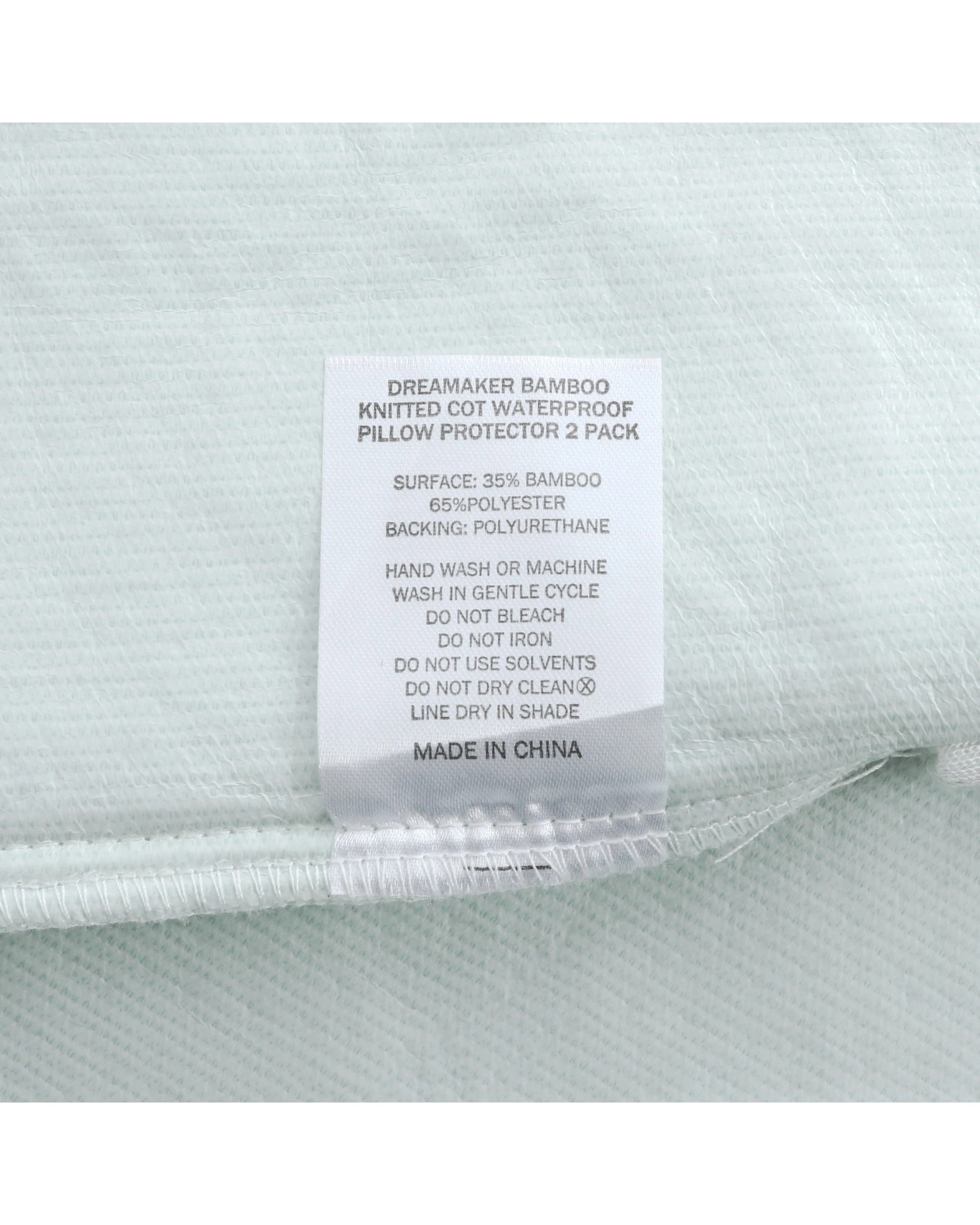 4 Dreamaker Baby 260gsm Bamboo Knitted Waterproof Pillow Protector 2 pack - COT Size - White, 4 of 7