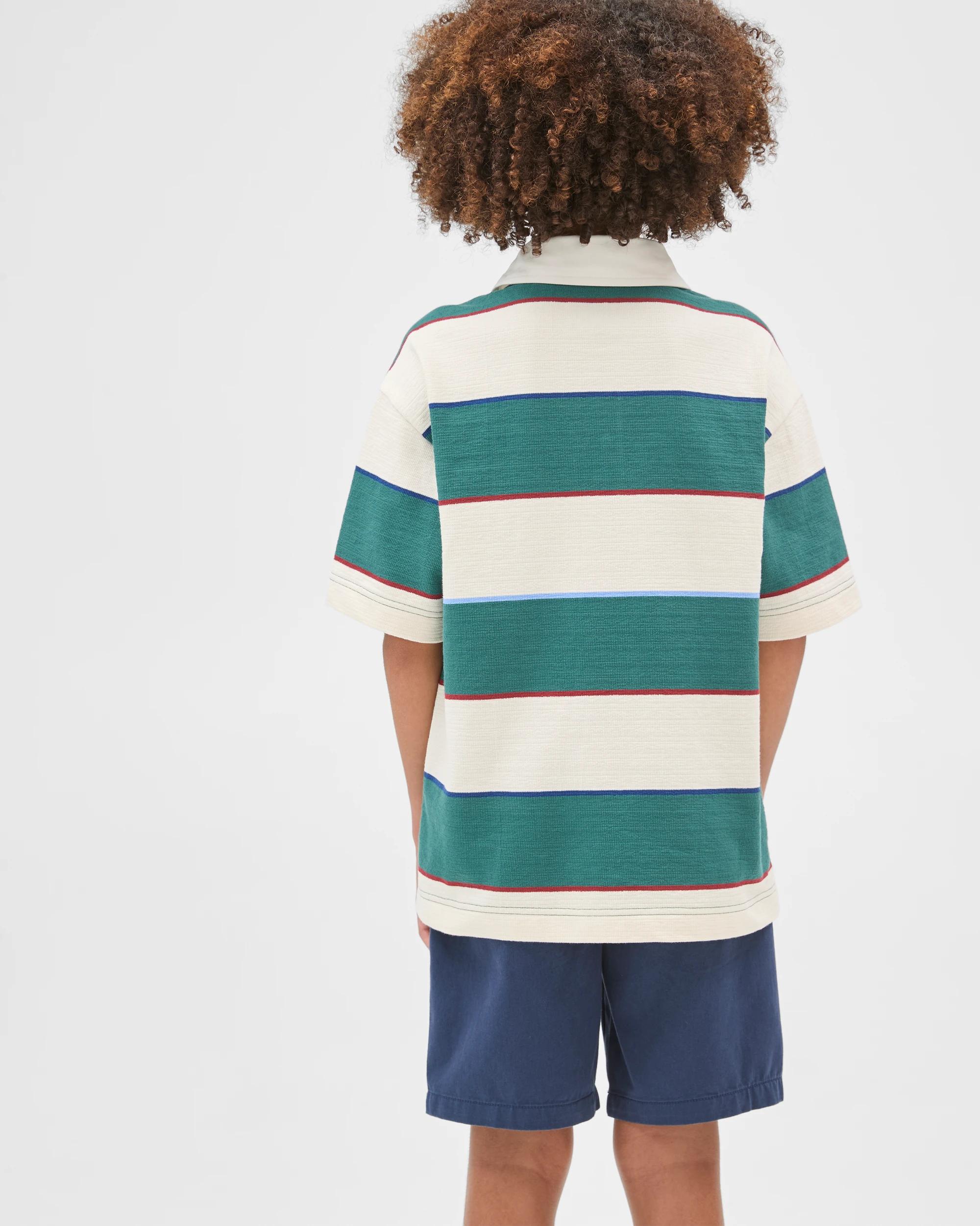 4 Target Kids Australian Cotton Oversized Rugby T-Shirt WHITE/GREEN STRIPE, 4 of 6