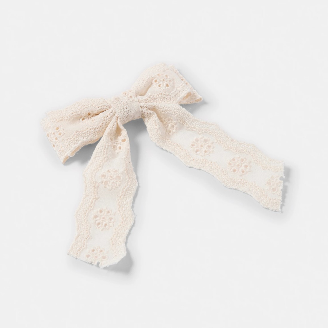 2 White Broderie Bow Hair Clip, 2 of 5