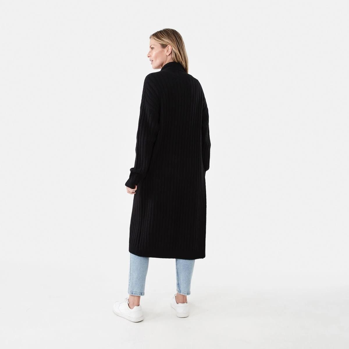 3 Longline Rib Cardigan Black, 3 of 6