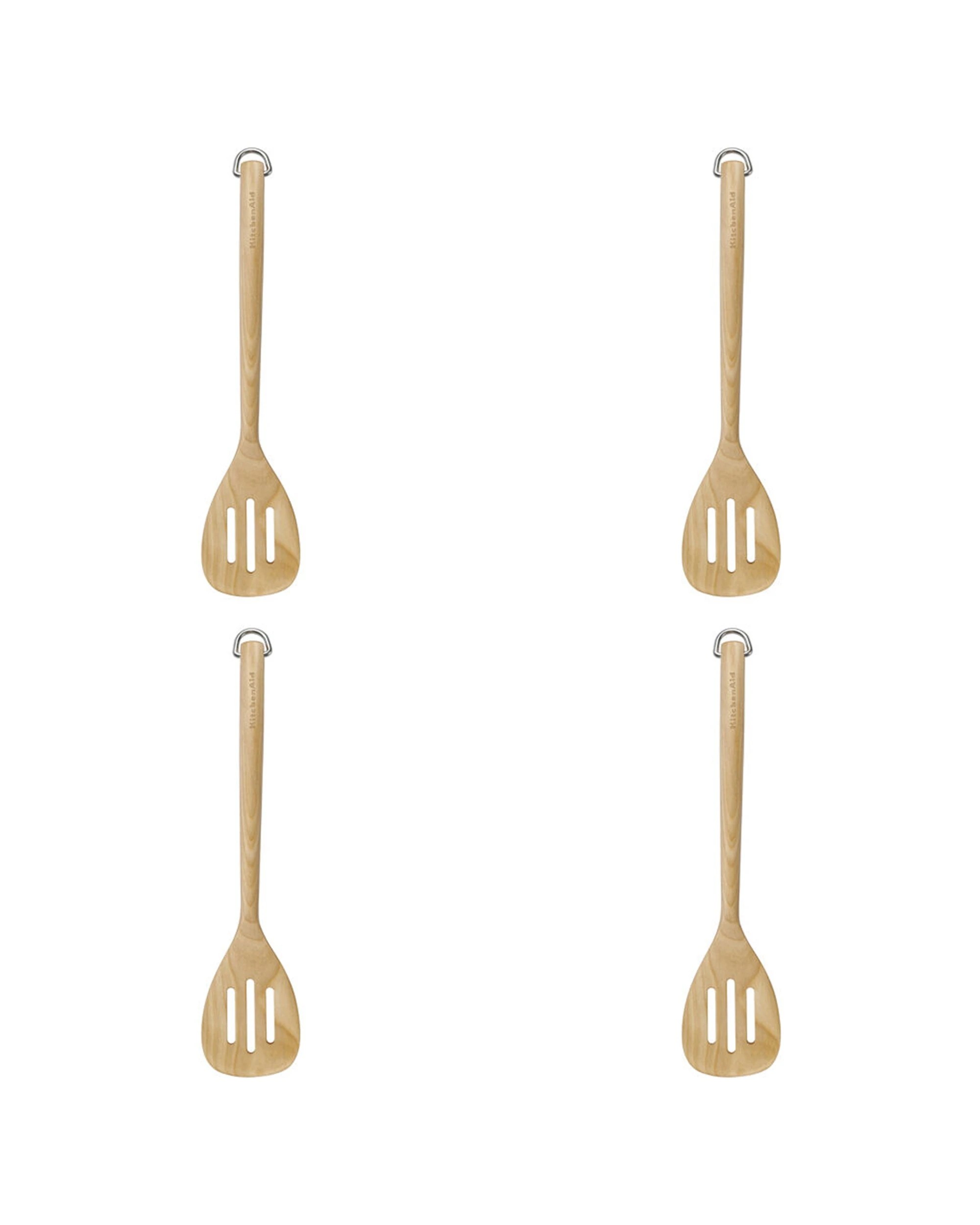1 KitchenAid 4PK Birchwood Slotted Turner Wooden Kitchen Utensil Cooking Tool - Beige, 1 of 6