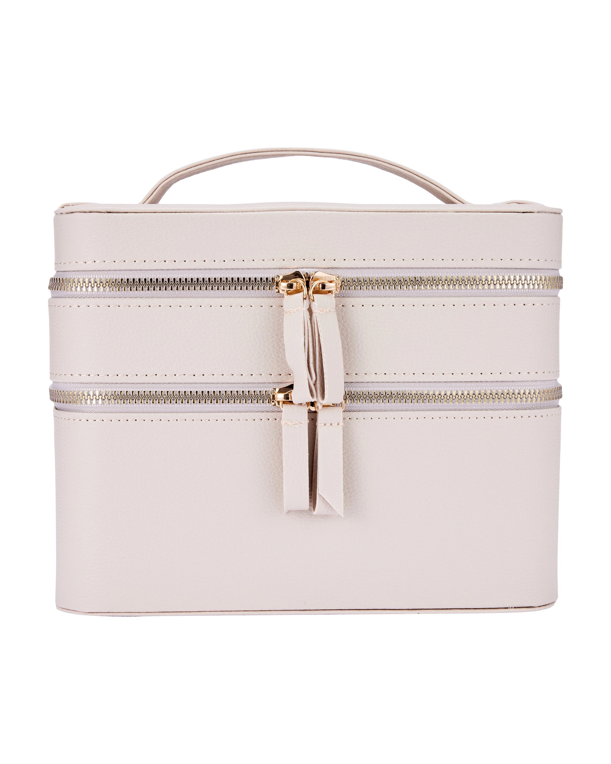 2 OXX Cosmetics Double Tier Hard Makeup Organiser Case - Beige, 2 of 8