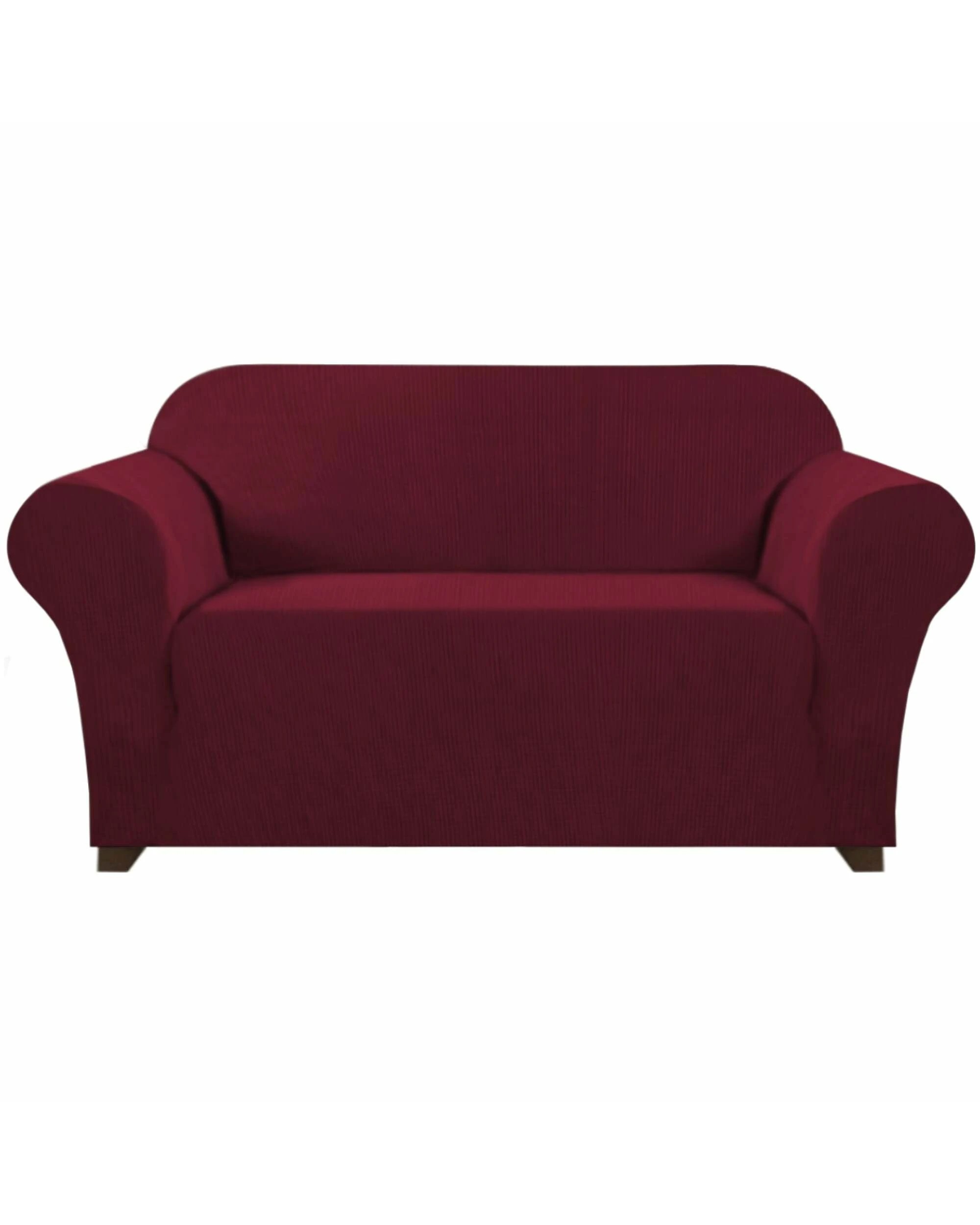1 Smarcute 2 Seater High Stretch Jacquqard Textured Sofa Cover - Burgundy, 1 of 5