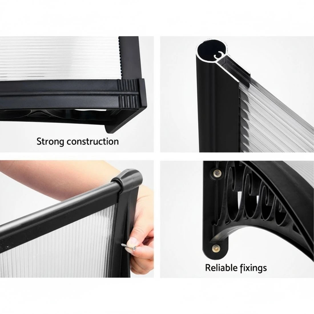 6 Instahut Window Door Awning 1mx1.5m Transparent - Clear, 6 of 7