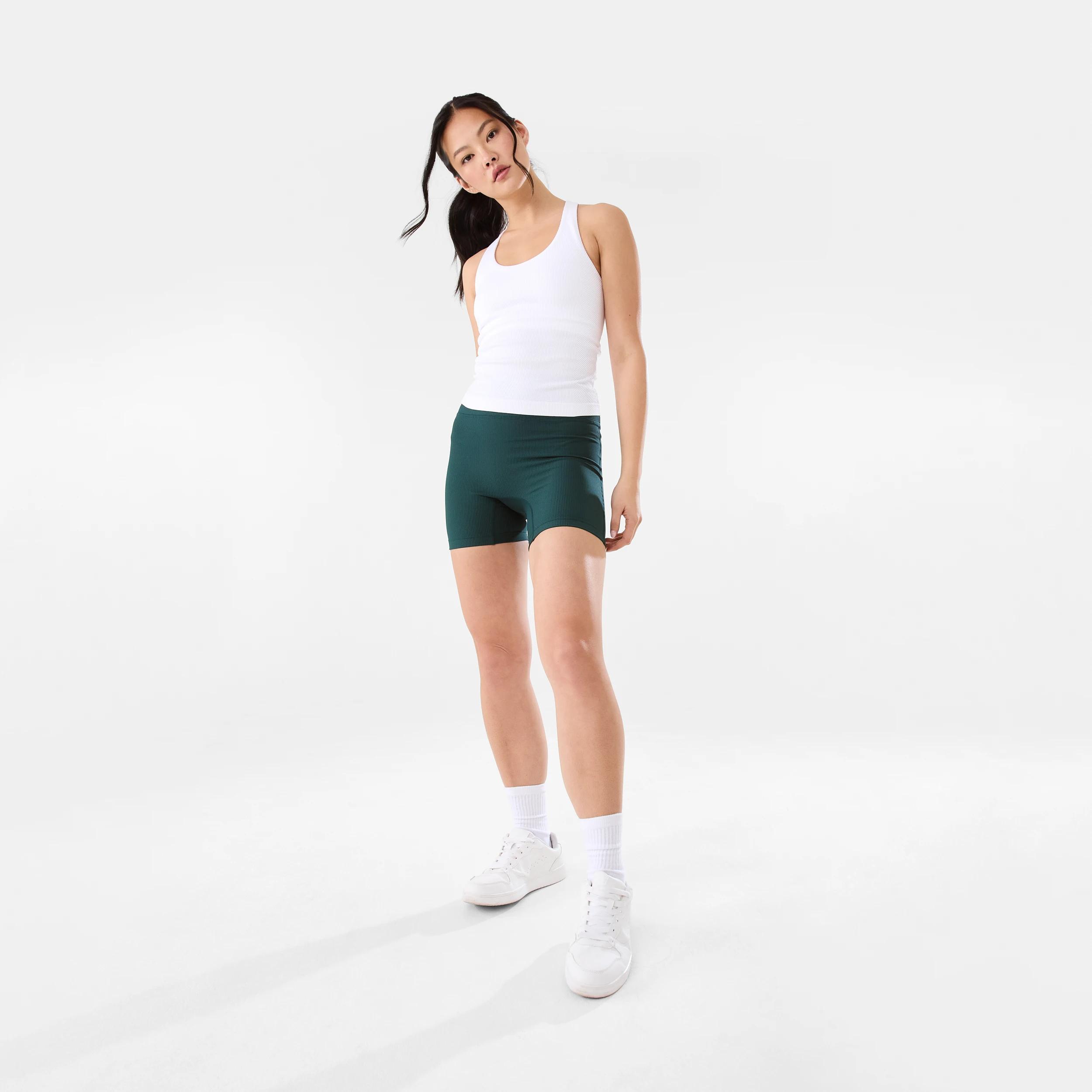 1 Active Womens Rib Bike Shorts YUCCA GREEN, 1 of 6