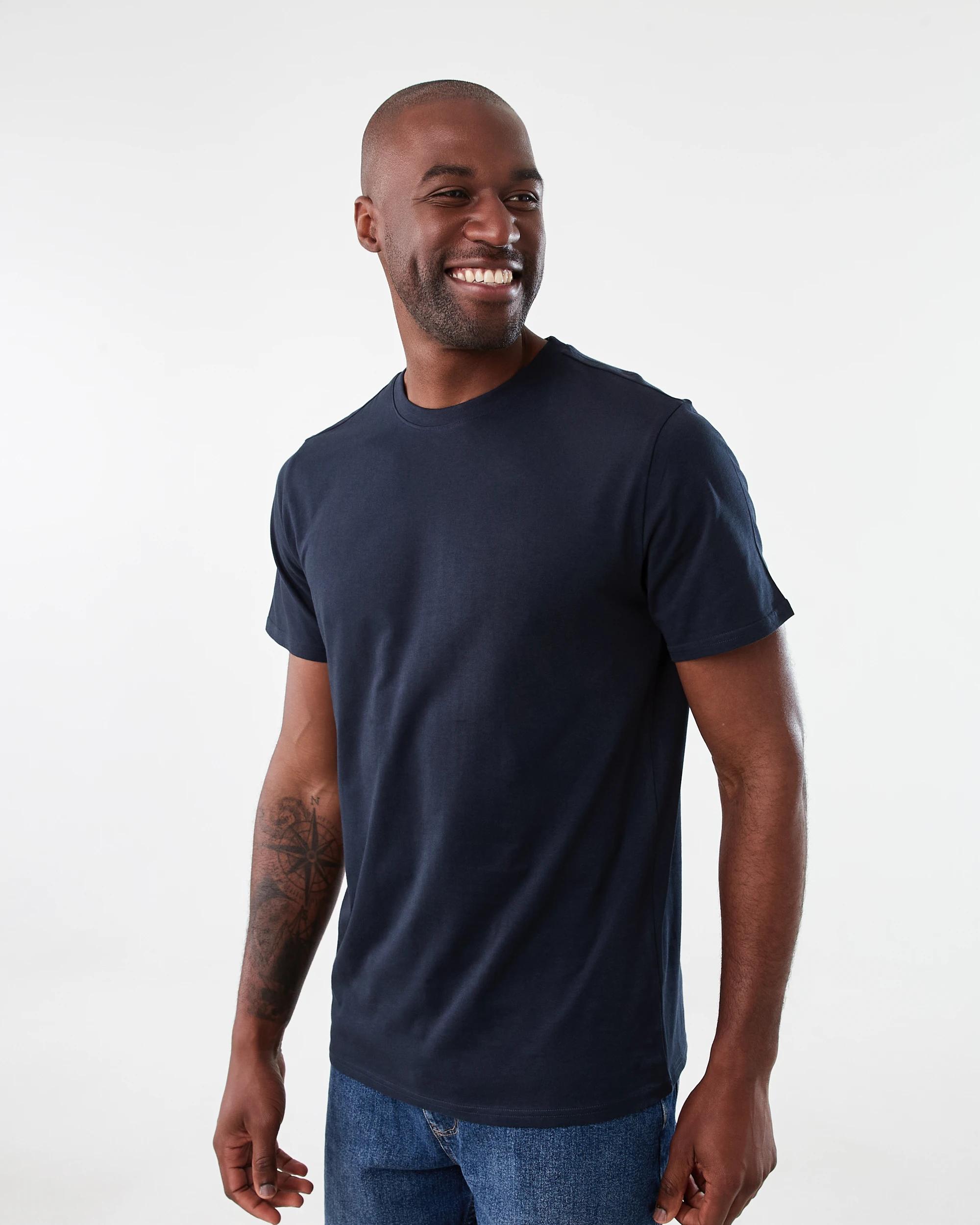 3 Australian Grown Cotton Crew Neck T-shirt Blu Night, 3 of 5