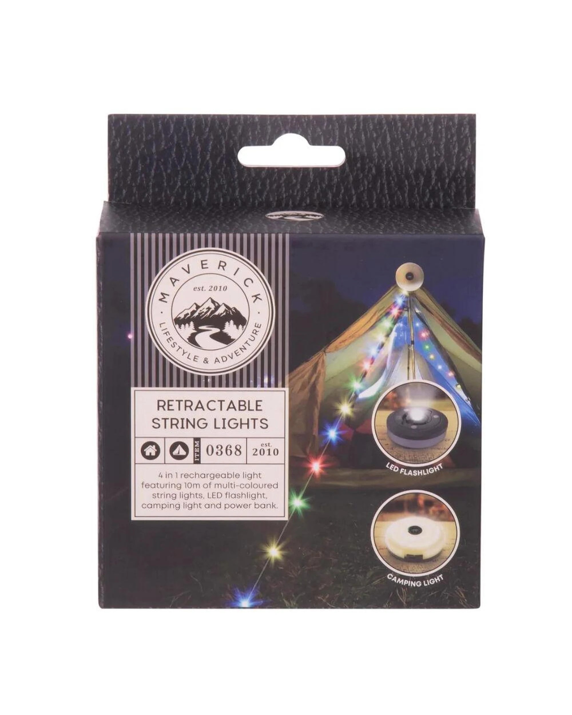 1 Maverick Retractable LED Rainbow String Lights 10m  USBC Rechargeable, 1 of 9