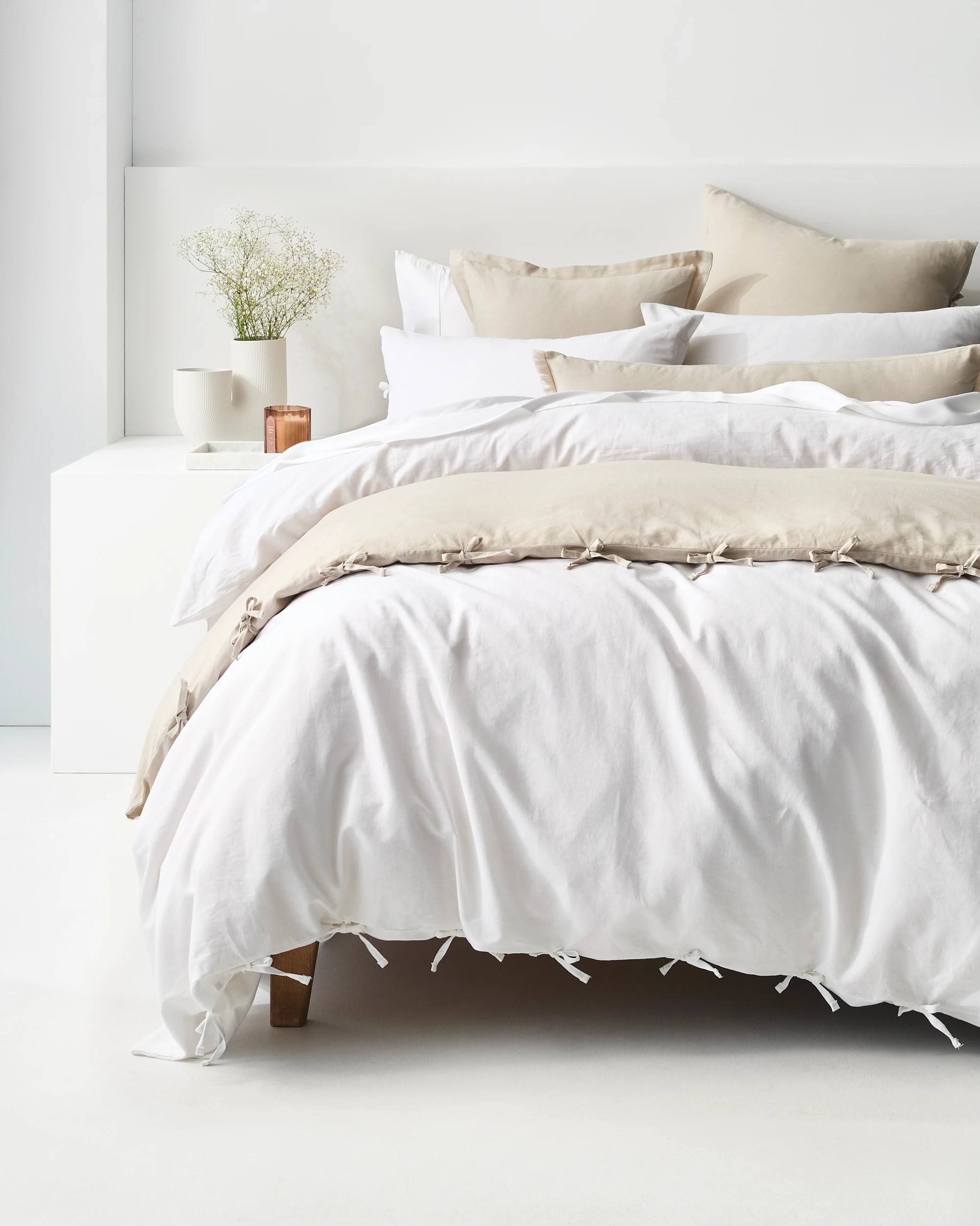 1 Target Laynie Linen/Cotton Quilt Cover Set - Super King Bed - White, 1 of 5