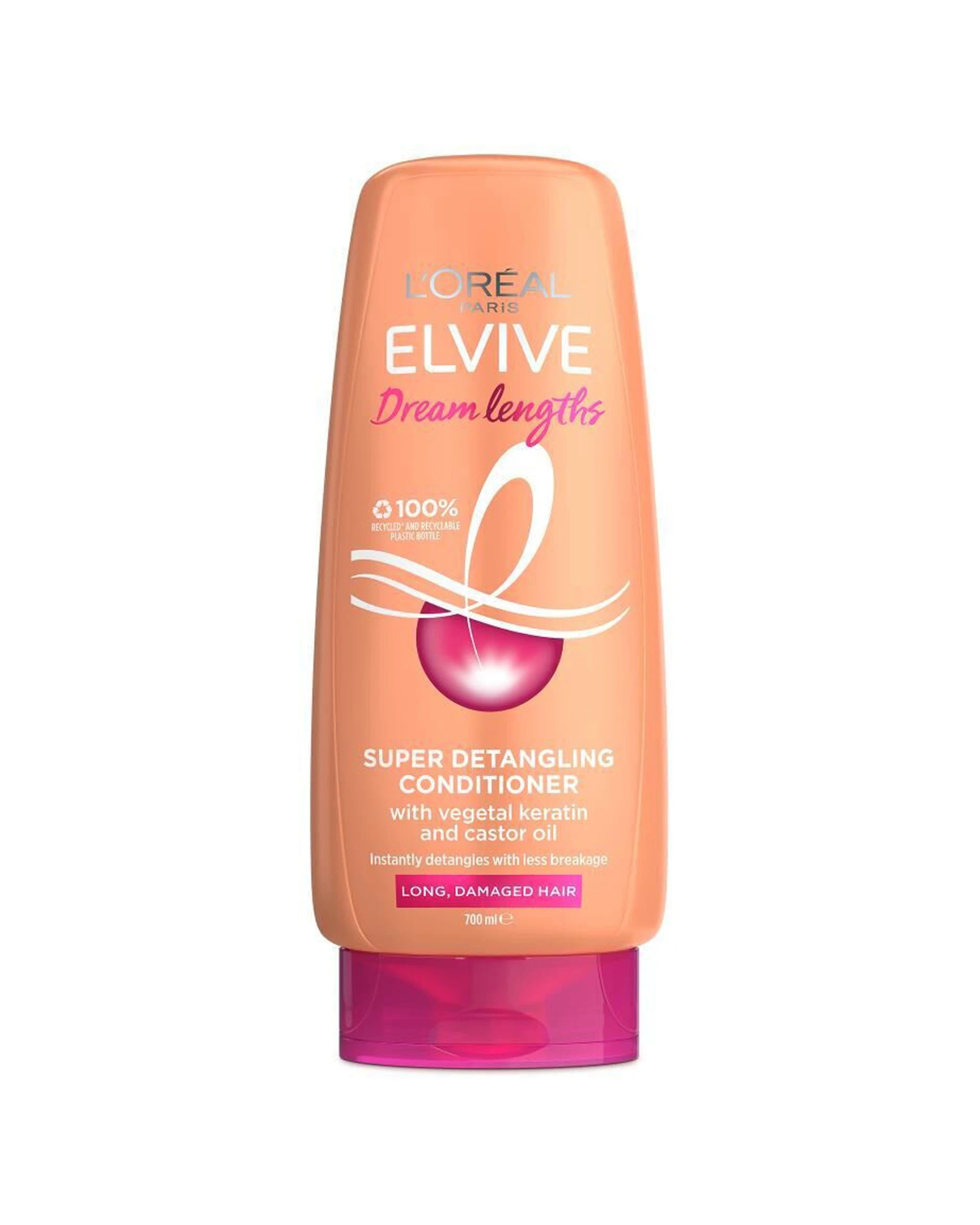 2 Loreal Elvive Dream Lengths Super Detangling Conditioner 700ml 3PK Long Damaged Hair - Orange, 2 of 3