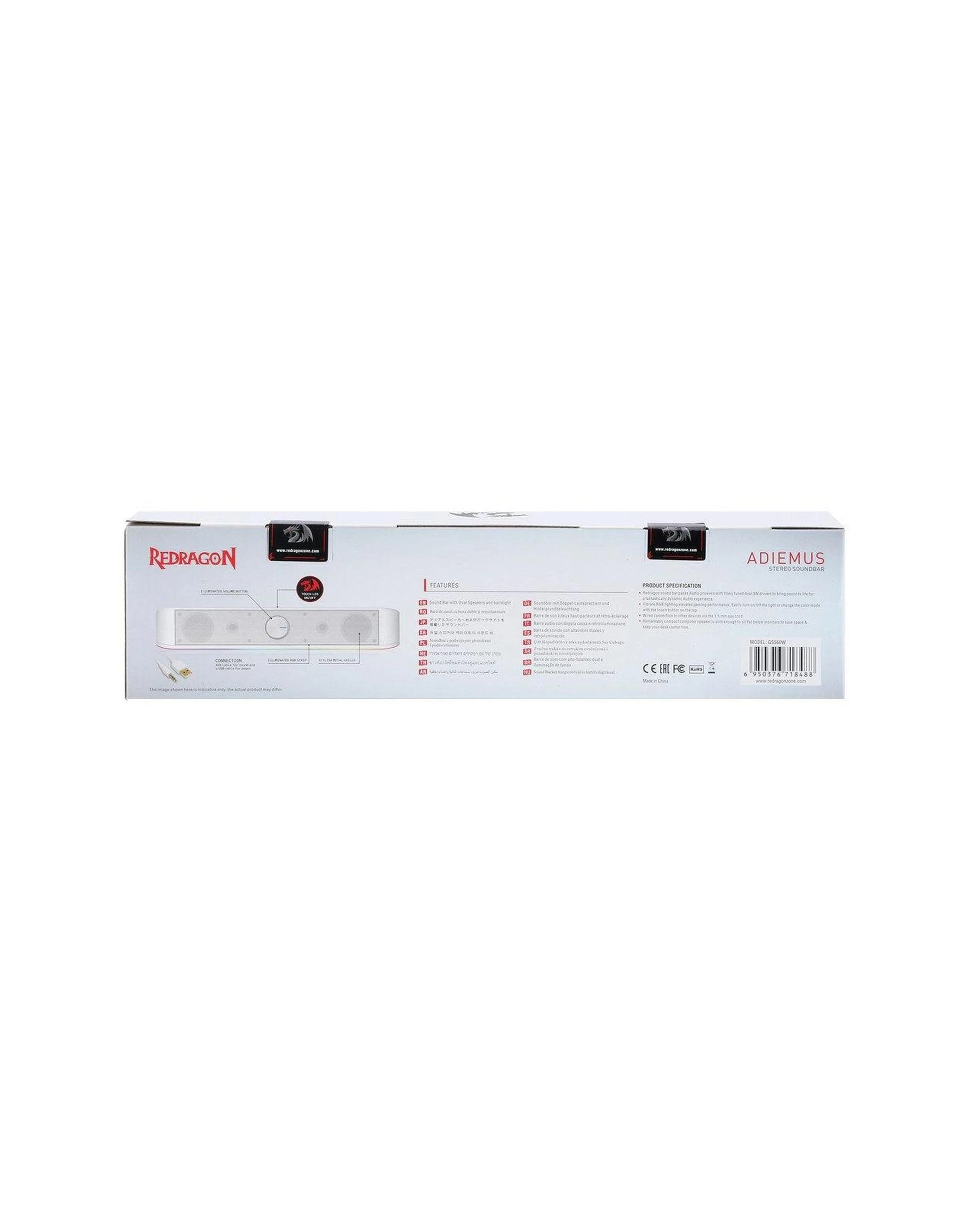 8 Redragon GS560W Adiemus Compact RGB Enhanced Bass Sound Bar Speaker - White, 8 of 10