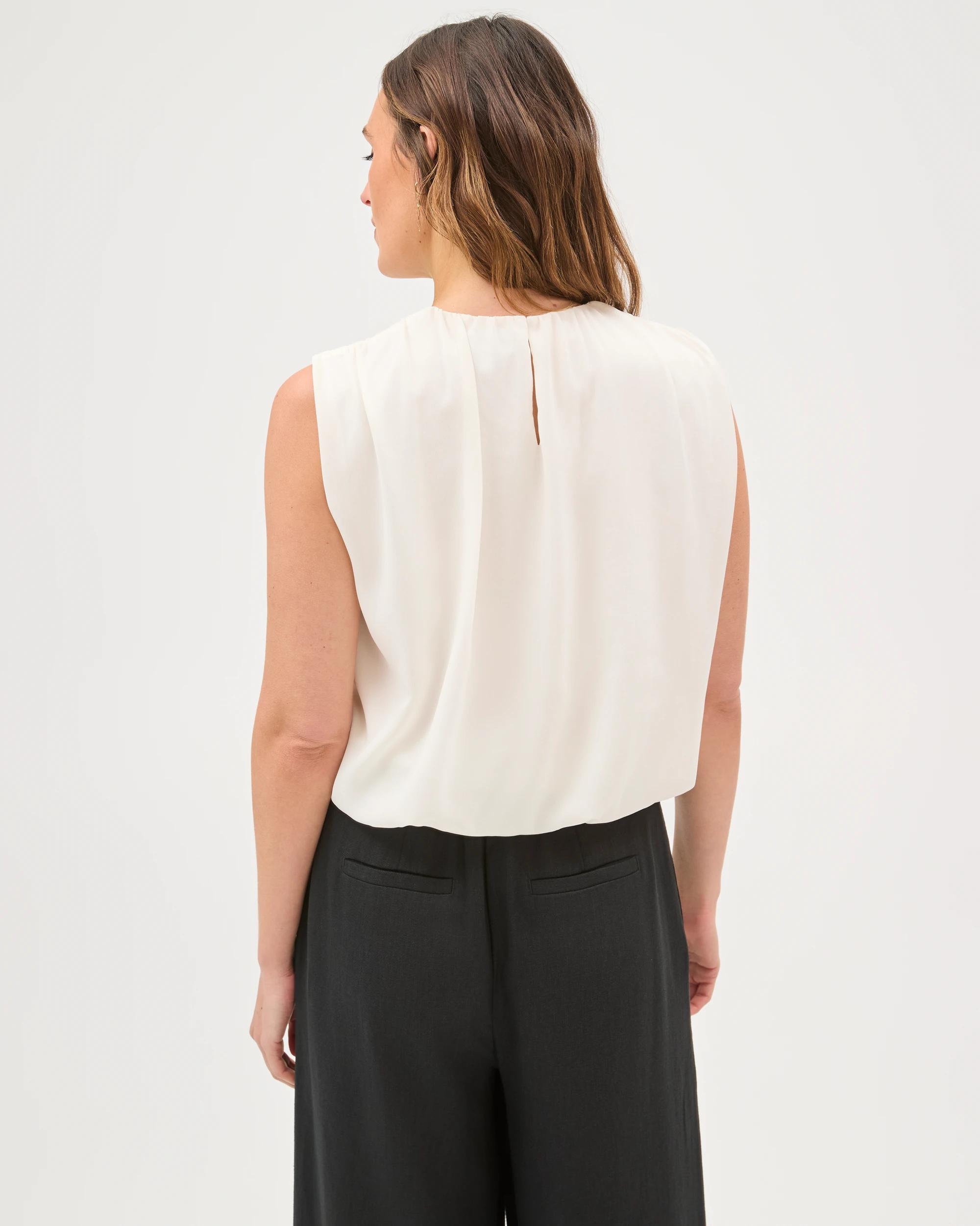 7 Preview Sleeveless Bubble Hem Blouse CLOUD DANCER, 7 of 7