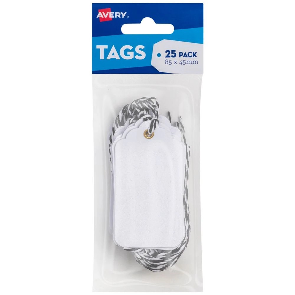 1 Avery Scallop Tags White 85 x 45mm 25 Pack, 1 of 2
