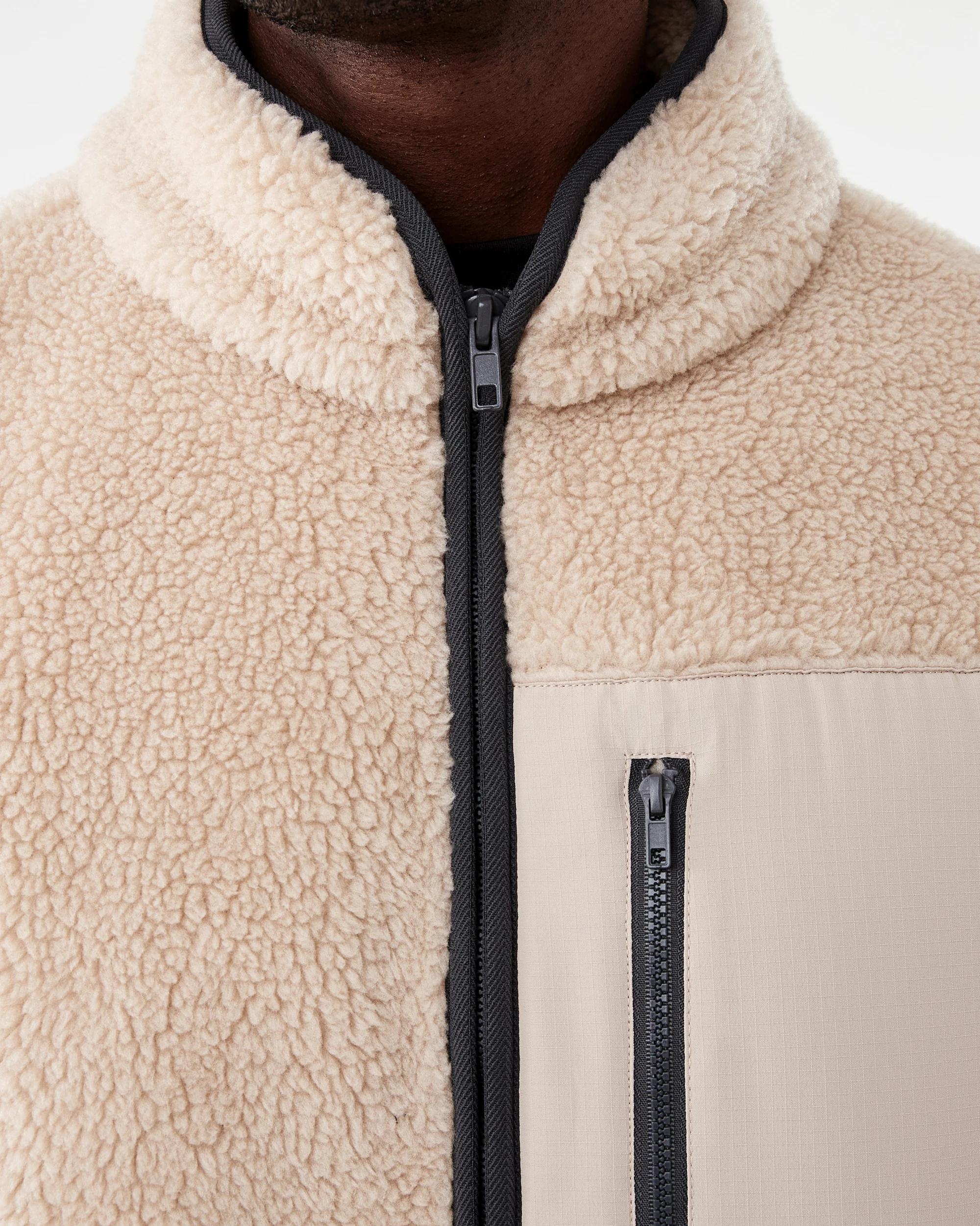 6 Active Mens Outdoor Oversized Sherpa Jacket Sil Beige, 6 of 7