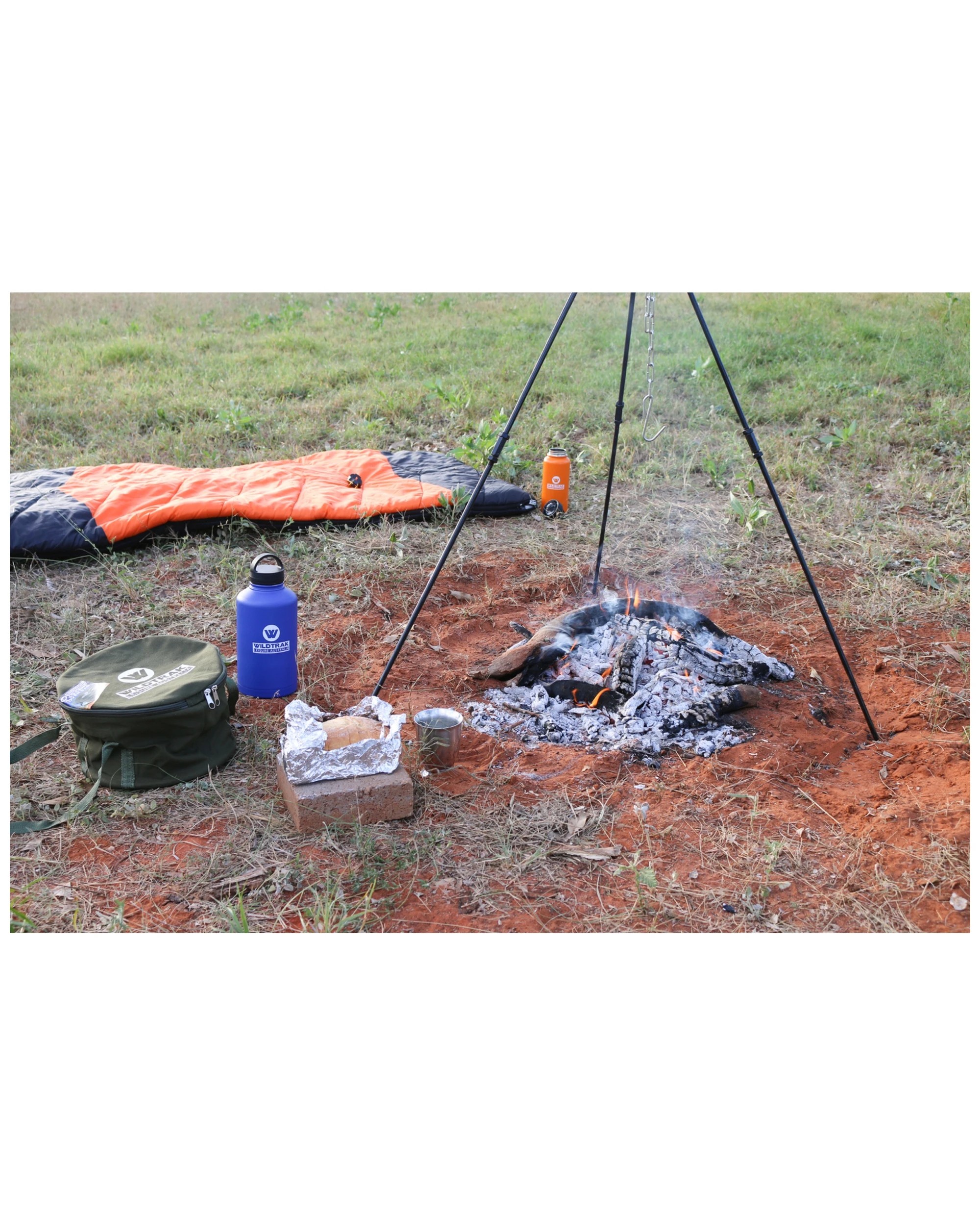 2 Wildtrak Steel Adjustable Camping Tripod For Oven Pot With Chains - Black, 2 of 2