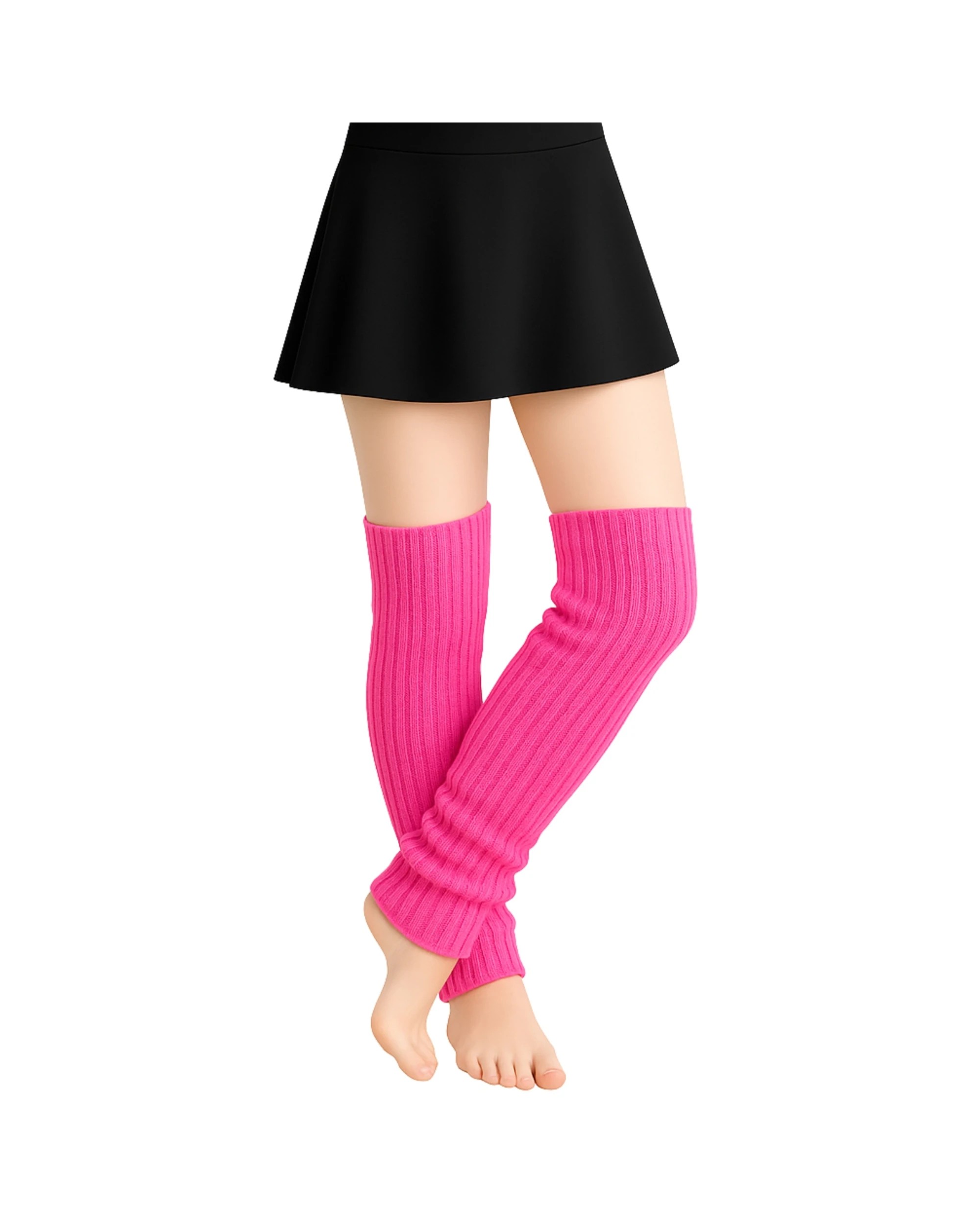 1 Partyrama Neon Pink Knitted Leg Warmers - Pink, 1 of 1