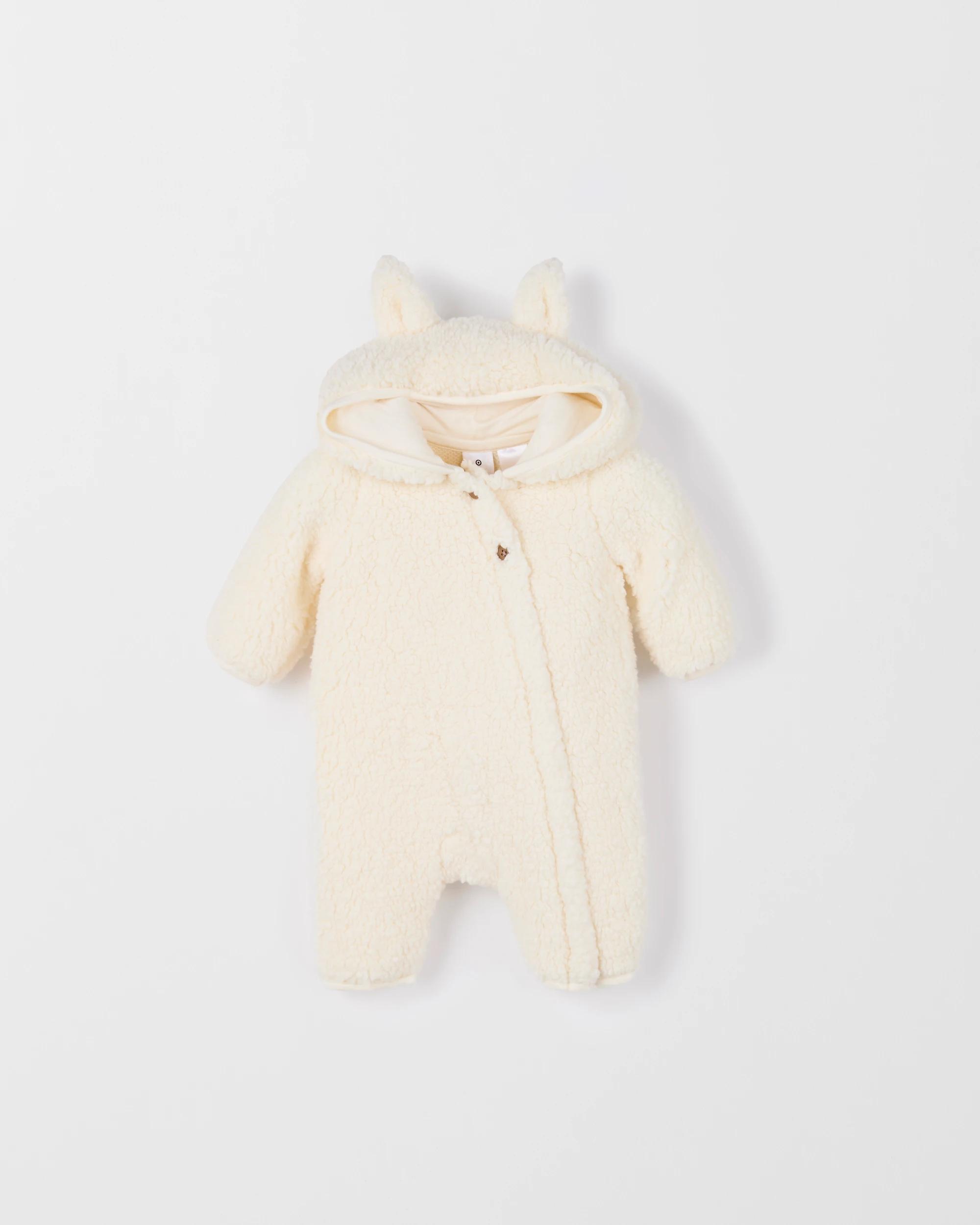 1 Target Baby Sherpa Zip Front Bunny Coverall GARDENIA, 1 of 3