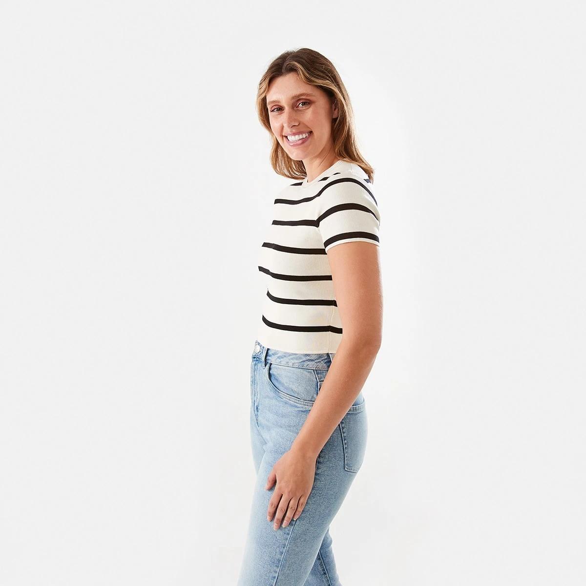 2 Short Sleeve True Knit Baby T-shirt Bw Stripe, 2 of 6