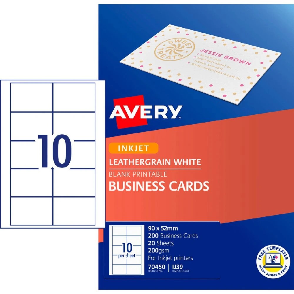 1 Avery Matt Leathergrain Business Cards 200 Pack, 1 of 2