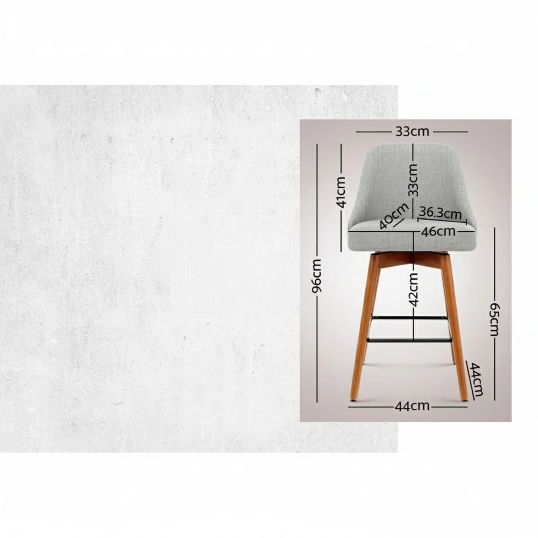 3 Artiss 4x Bar Stools Swivel Seat Wooden - Grey, 3 of 6