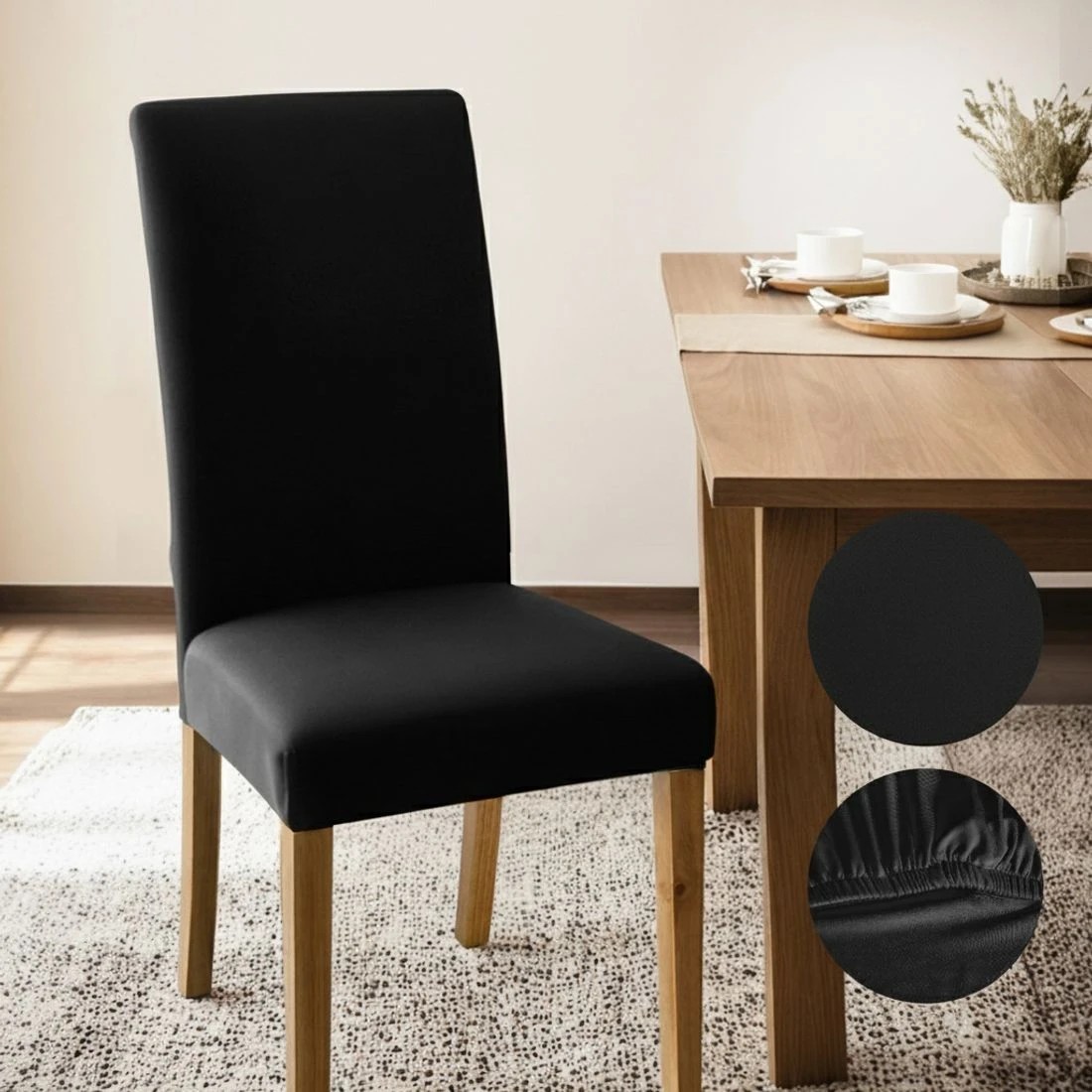 4 Artiss Dining Chair Covers 6x Slipcovers Spandex Stretch Banquet Wedding - Black, 4 of 6