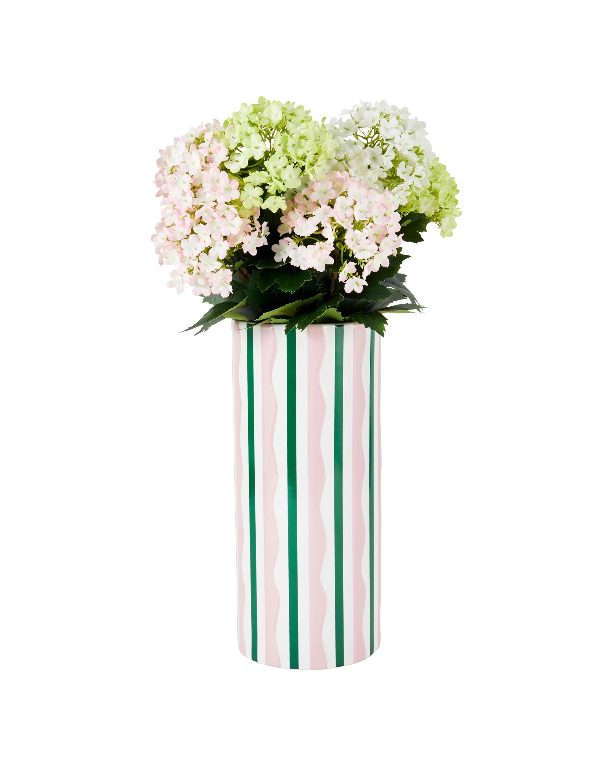 1 Pink and Green Stripe Ceramic Vase, 1 of 5