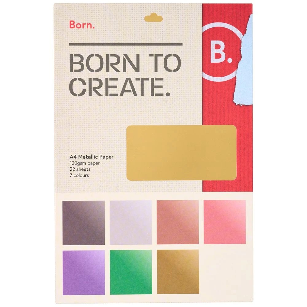 1 Born A4 Cardstock Metallic 22 Pack, 1 of 9