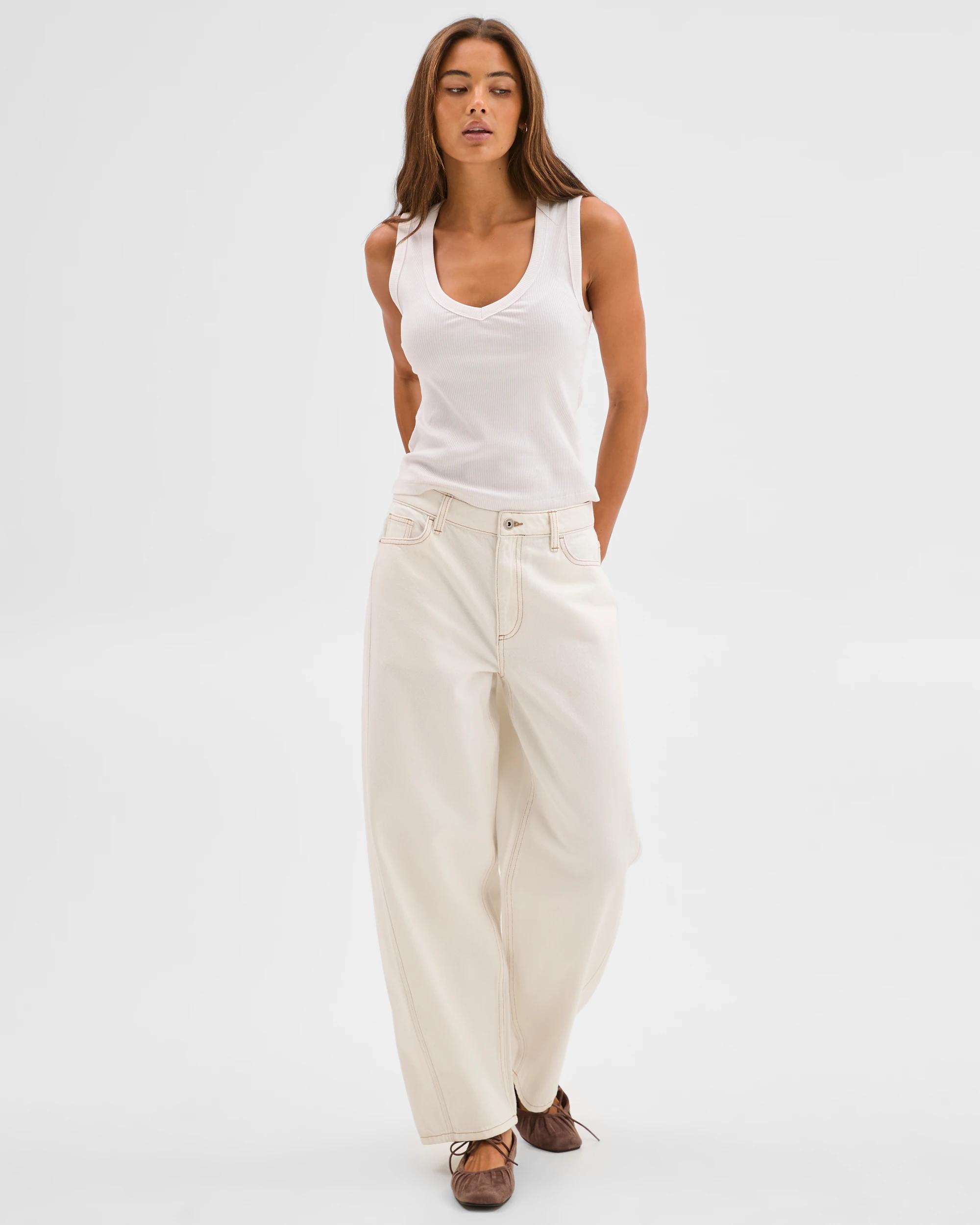 2 Lily Loves Barrel Leg Denim Jeans IVORY, 2 of 7