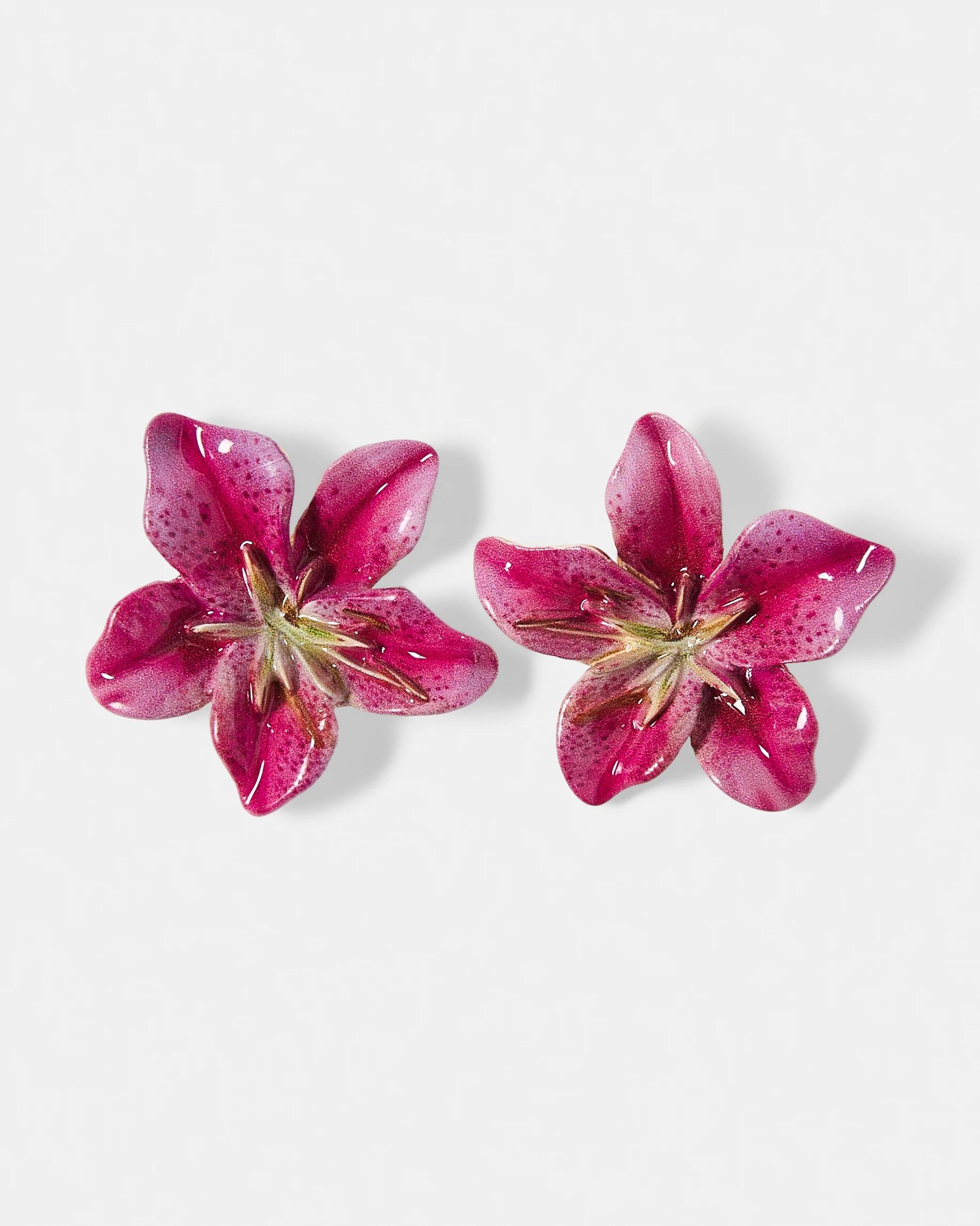 1 Lily Flower Stud Earrings - Pink Pink, 1 of 5